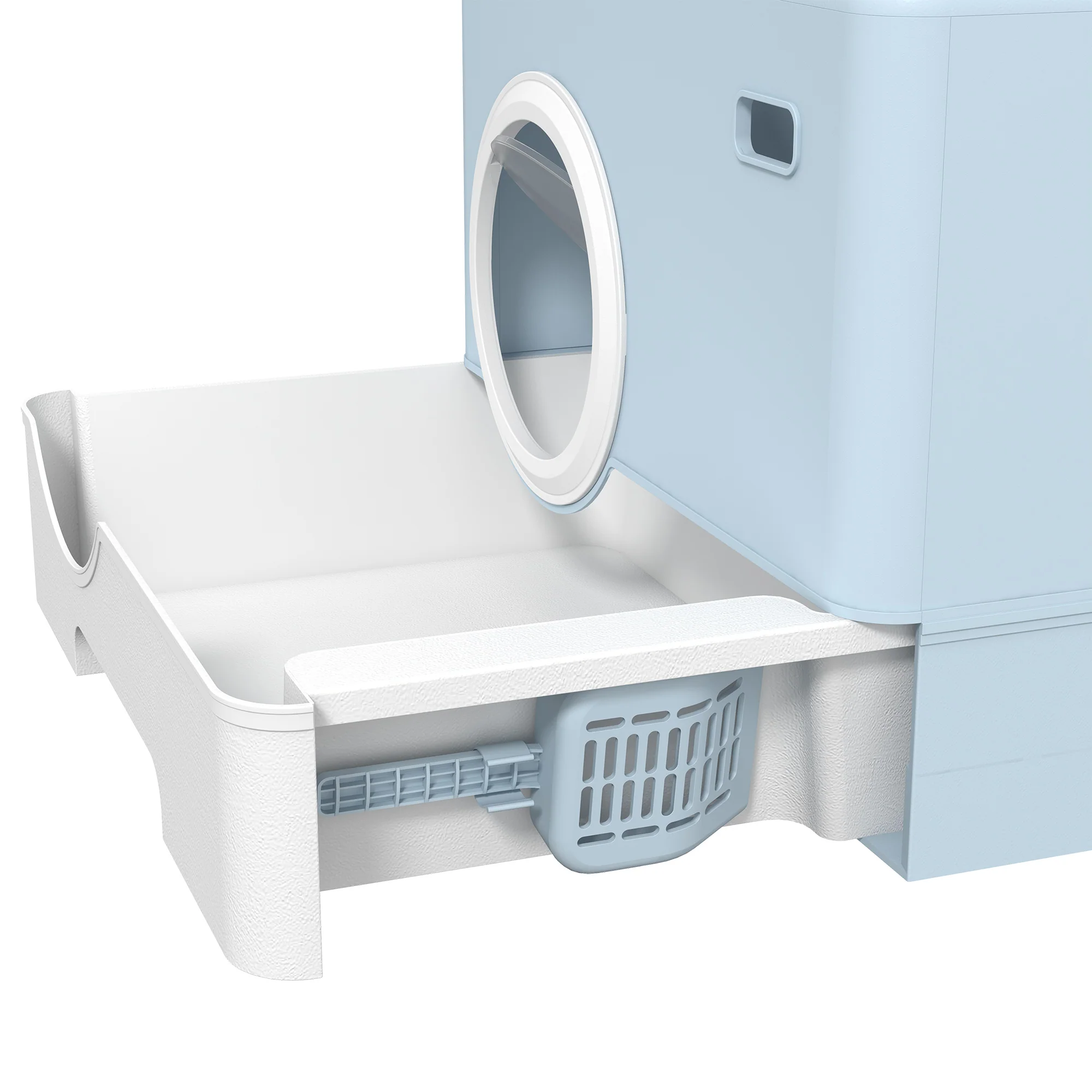 PawHut Enclosed Cat Litter Tray With Lid, Front Entry, Top Exit, Scoop - Image 9