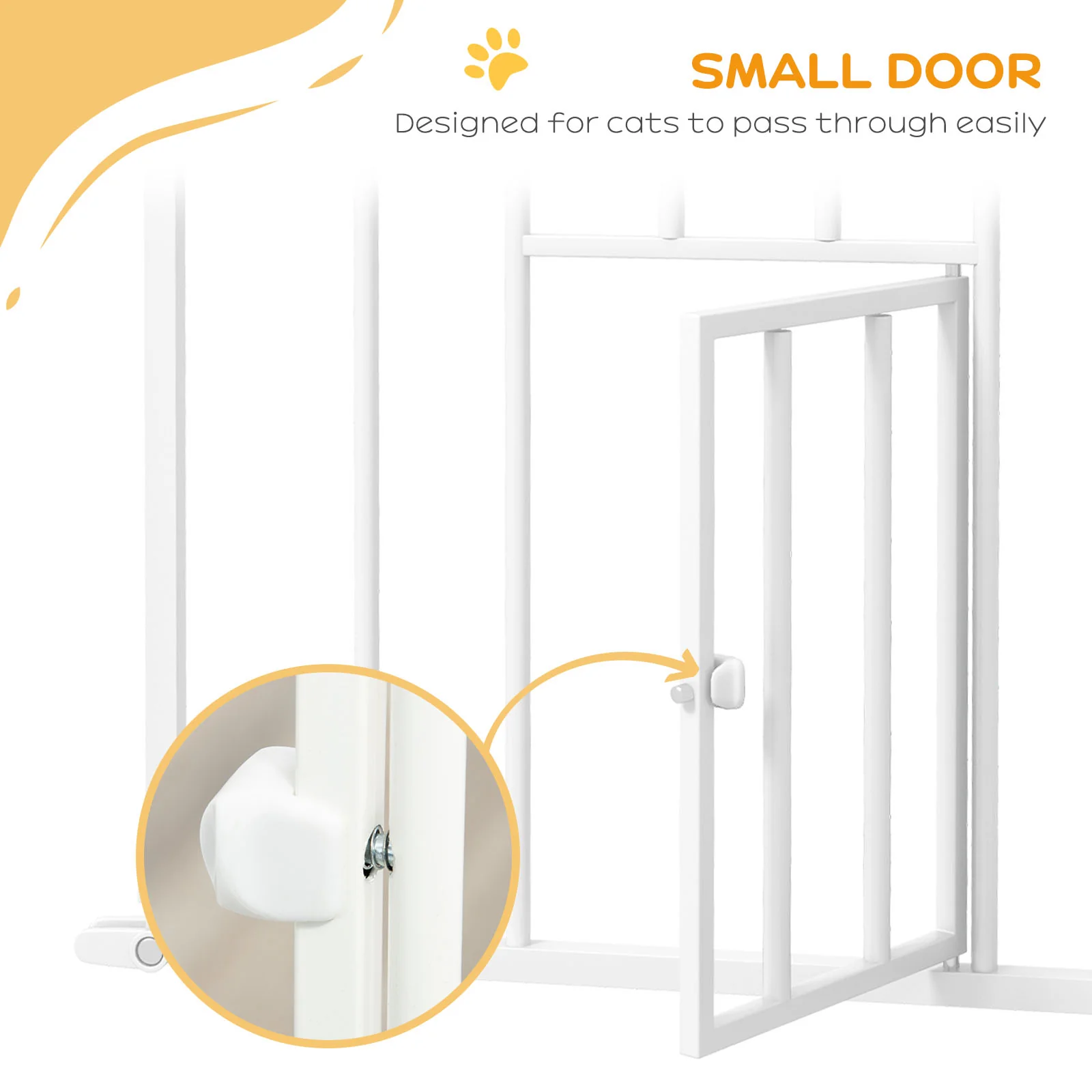PawHut Extra Tall Dog Gate with Cat Door Auto Close for Stairs 74-101 cm Wide - Image 7