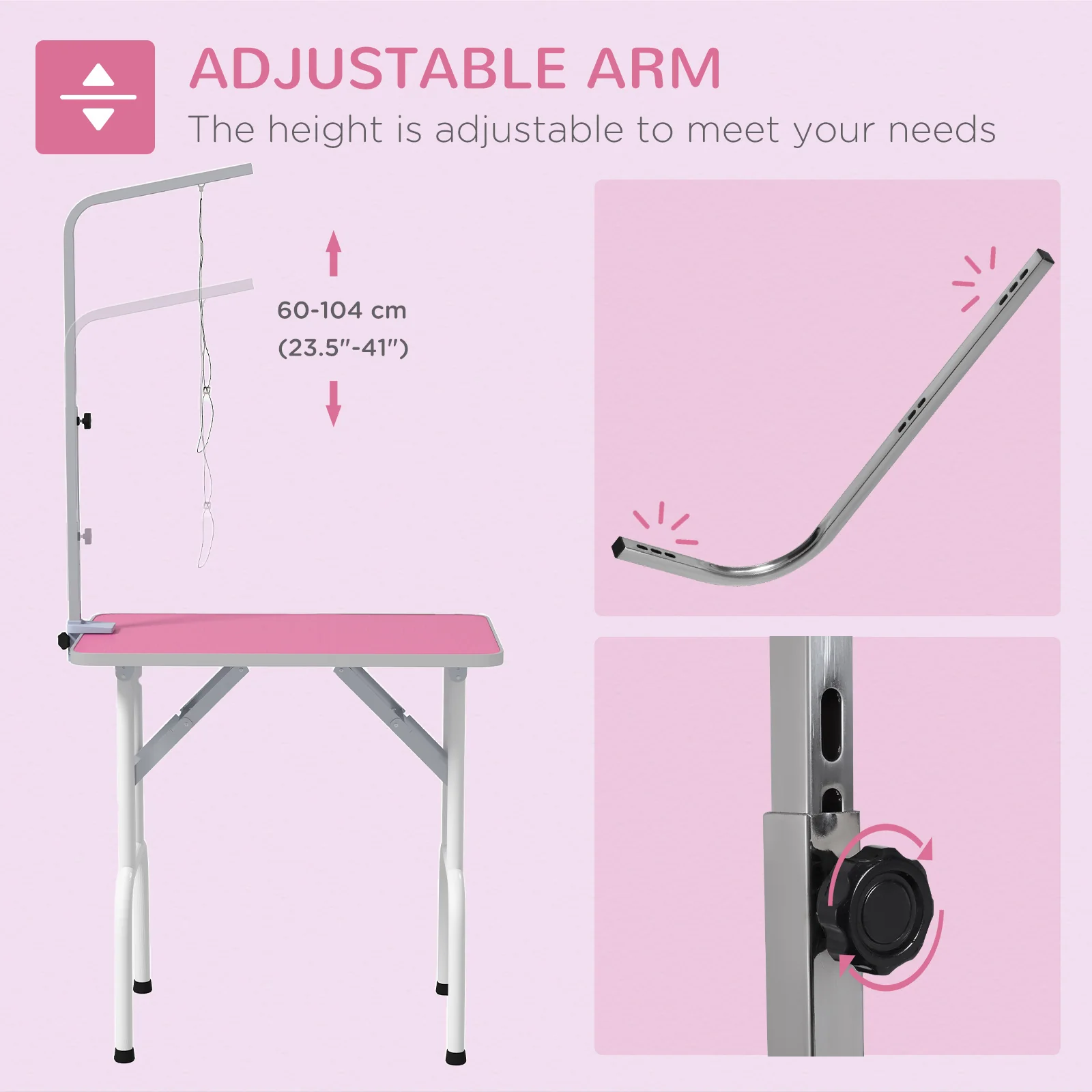 PawHut Foldable Dog Grooming Table Adjustable Arm 81x49x80 Cm - Image 12