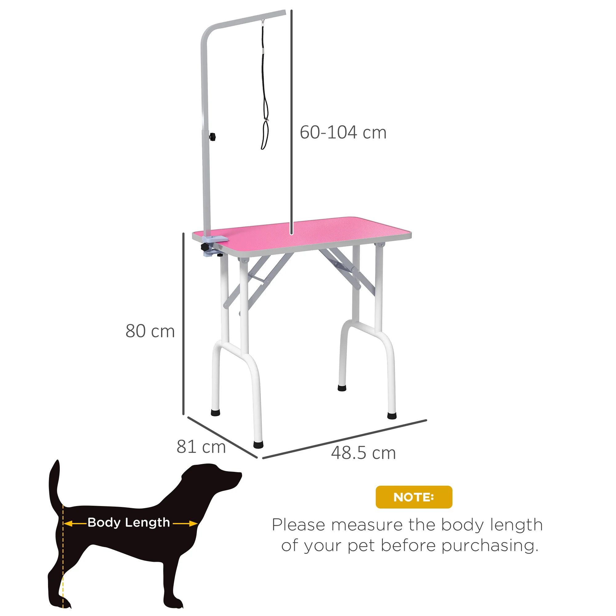PawHut Foldable Dog Grooming Table Adjustable Arm 81x49x80 Cm - Image 14