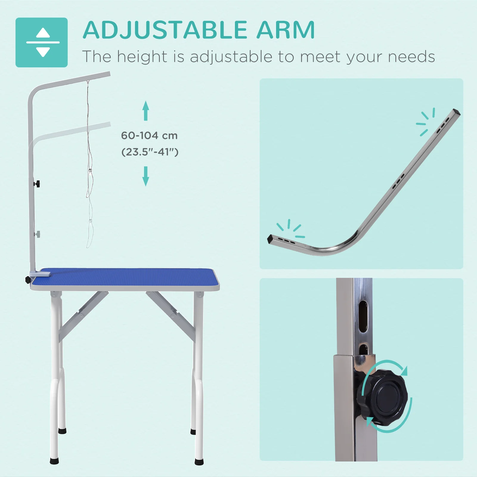 PawHut Foldable Dog Grooming Table Adjustable Arm 81x49x80 Cm - Image 3