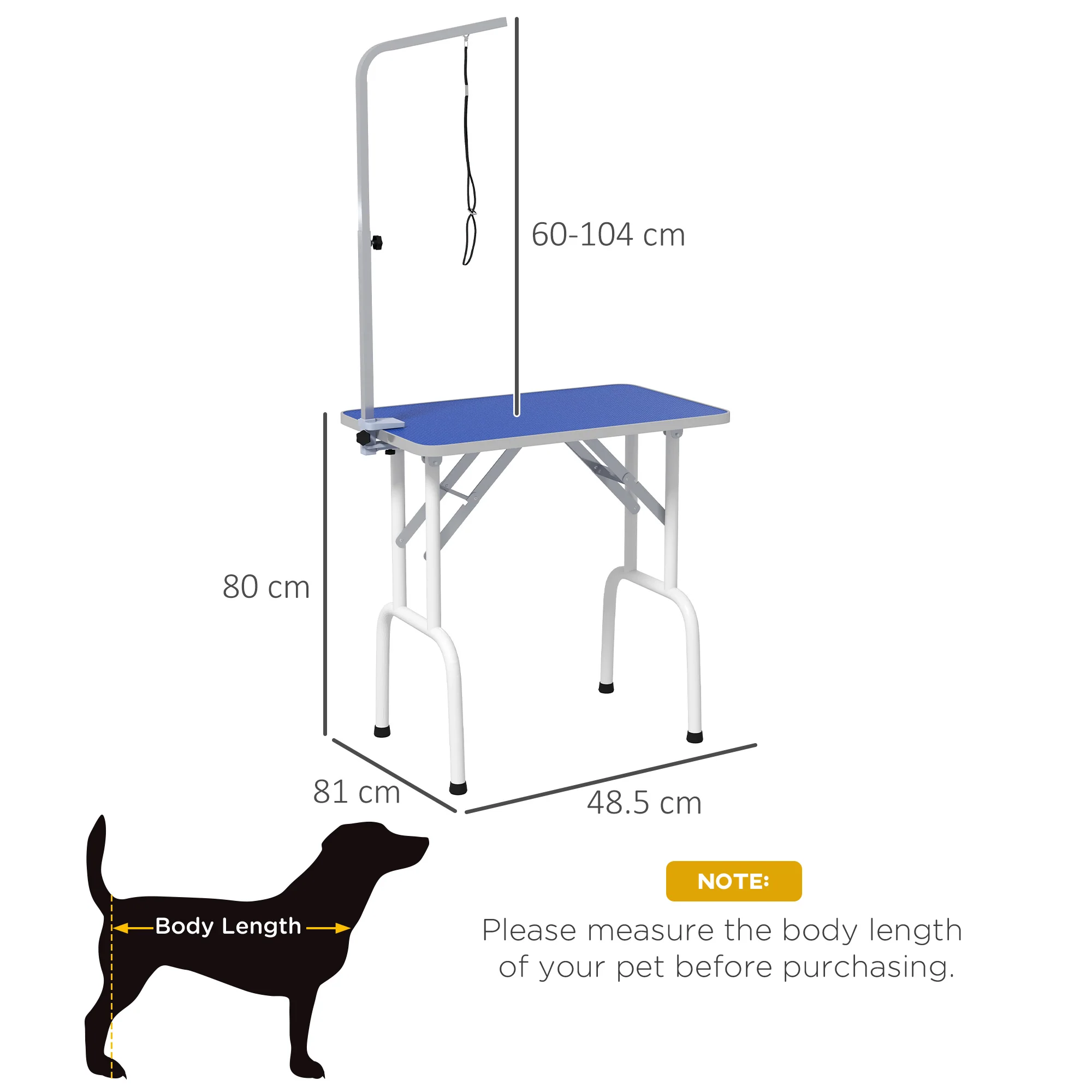 PawHut Foldable Dog Grooming Table Adjustable Arm 81x49x80 Cm - Image 5
