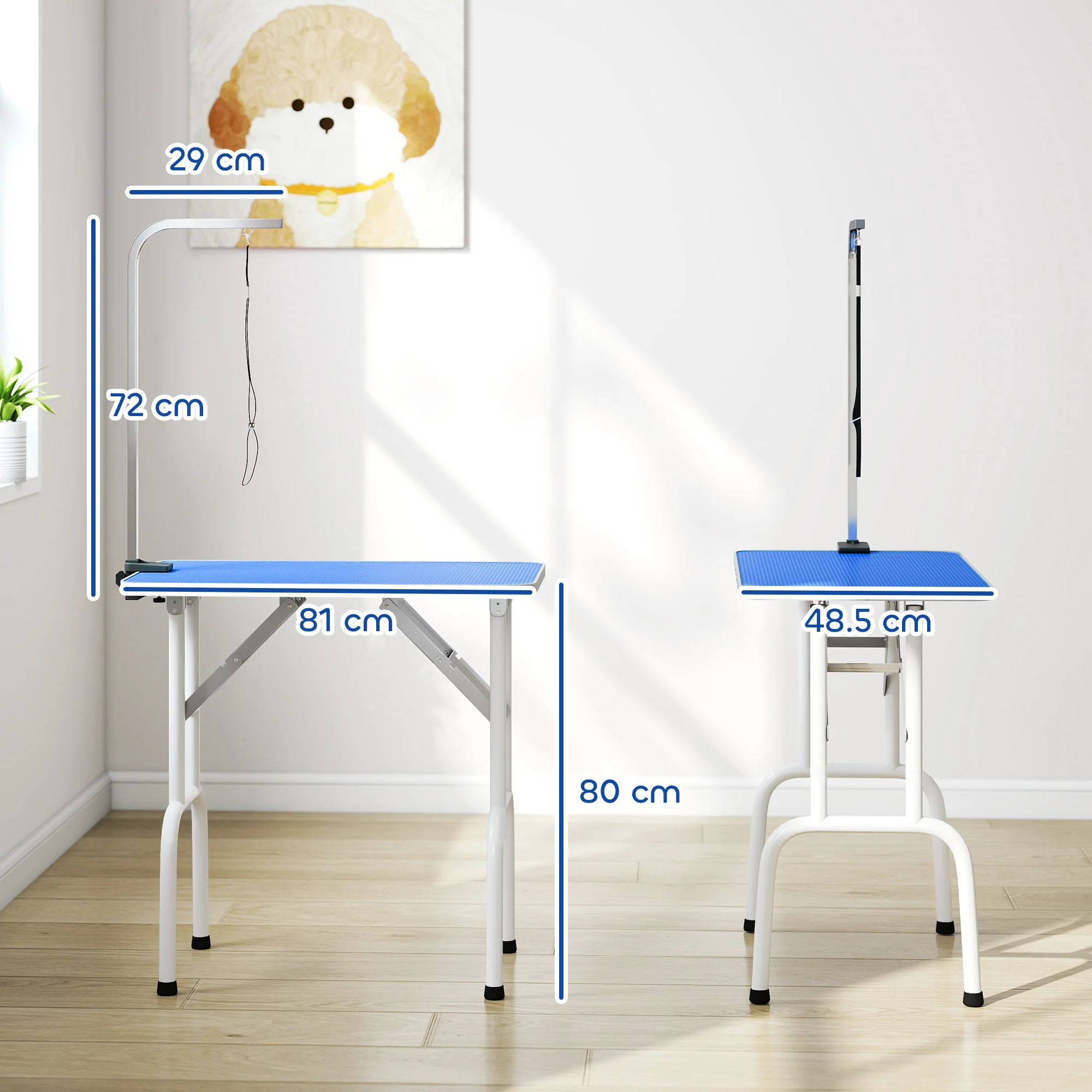 PawHut Foldable Dog Grooming Table Adjustable Arm for Small Dogs - Image 5