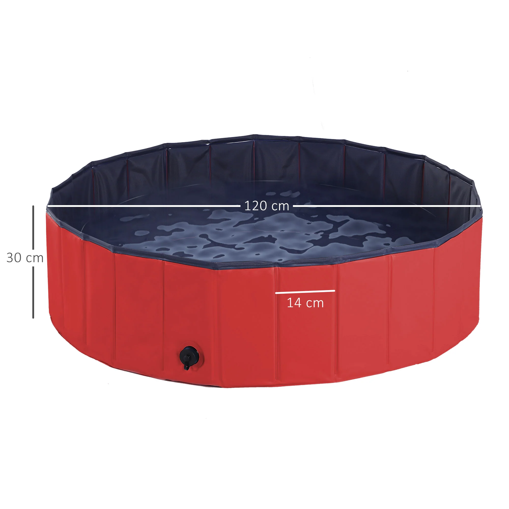 PawHut Foldable Dog Paddling Pool Pet Cat Swimming Pool Indoor/Outdoor Collapsible Summer Bathing Tub Shower Tub Puppy Washer (120 × 30H Cm, Red) - Image 5