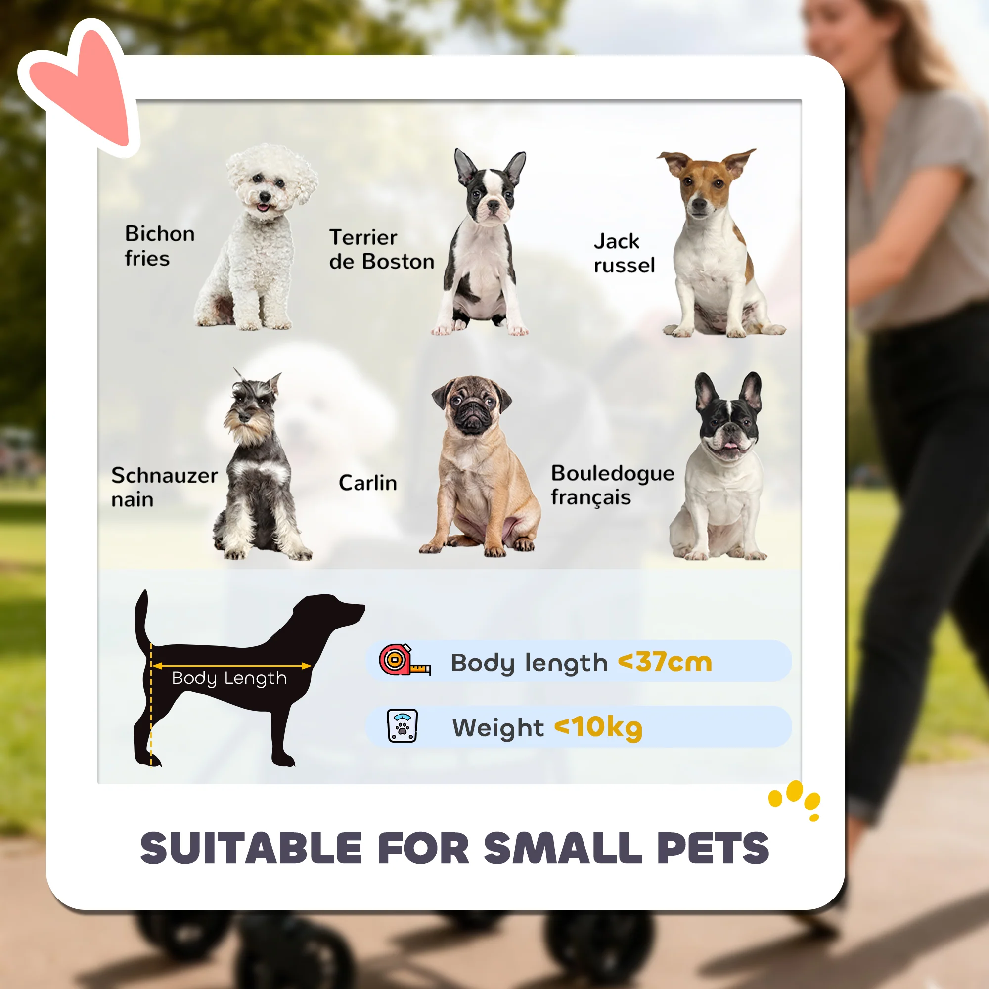 PawHut Foldable Pet Stroller, Dog Cat Stroller with Detachable Carrier - Image 9