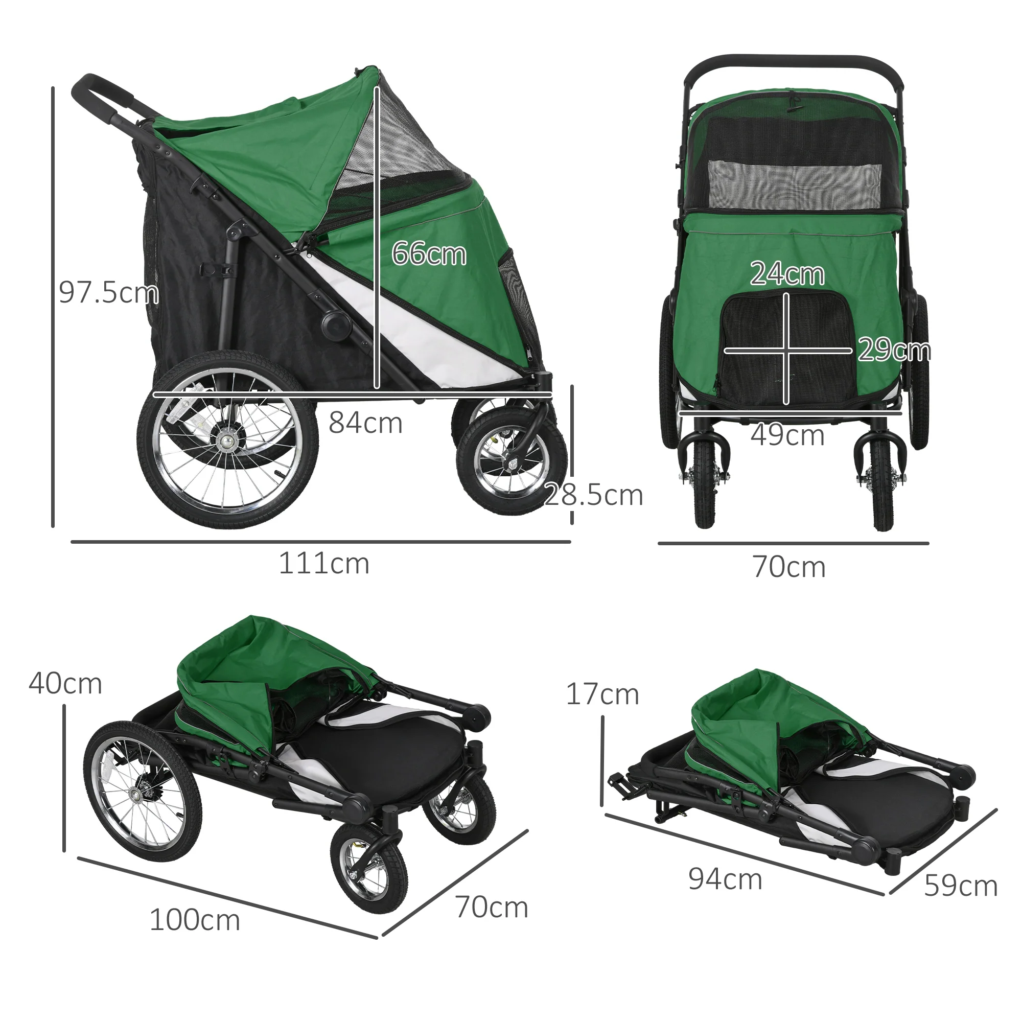 PawHut Foldable Pet Stroller With Cushion, For M, L Dogs - Image 14