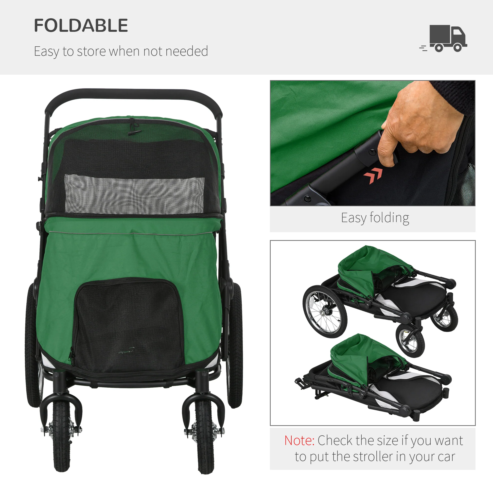 PawHut Foldable Pet Stroller With Cushion, For M, L Dogs - Image 16