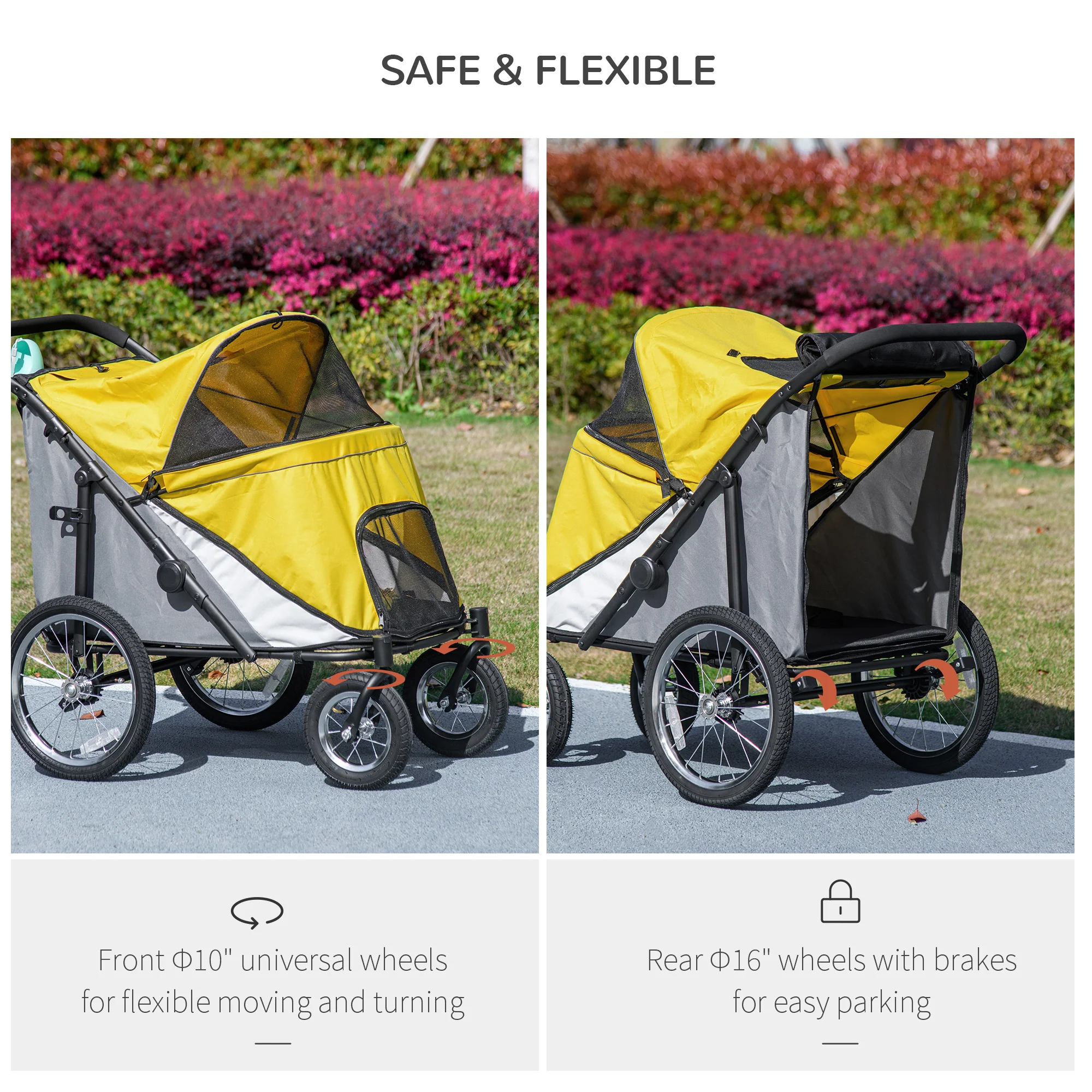 PawHut Foldable Pet Stroller With Cushion, For M, L Dogs - Image 22