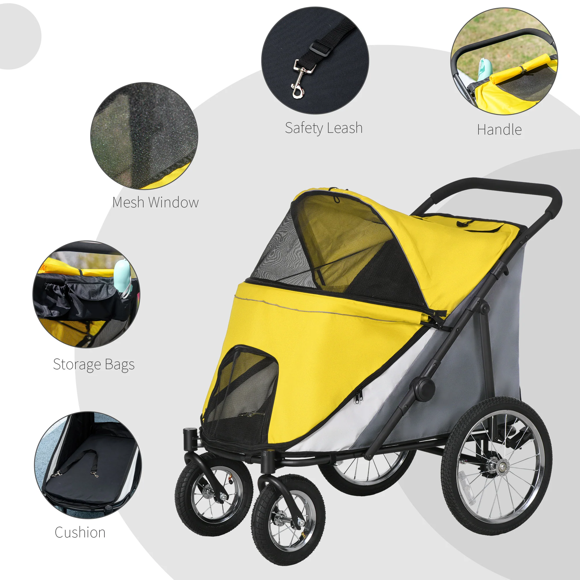 PawHut Foldable Pet Stroller With Cushion, For M, L Dogs - Image 24
