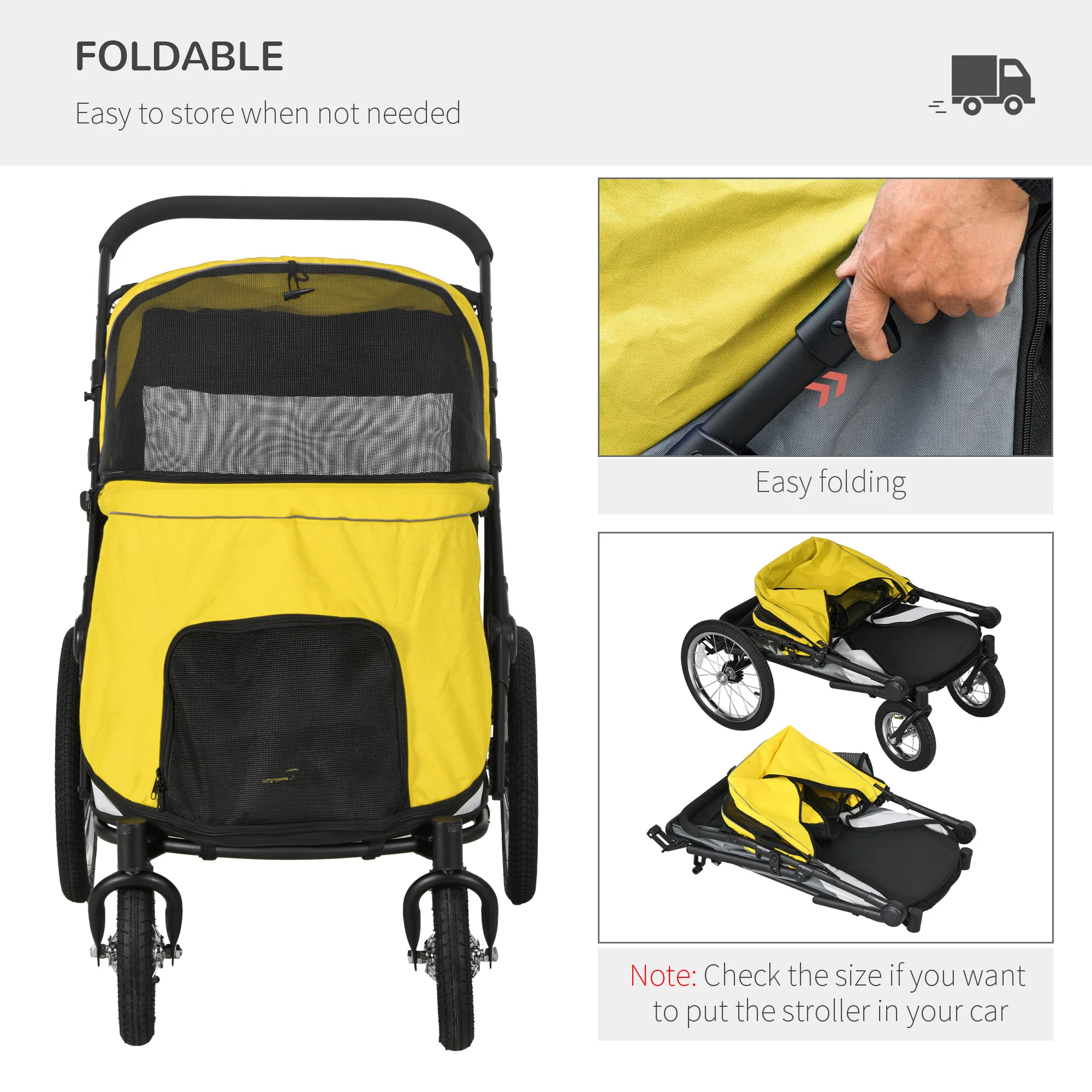 PawHut Foldable Pet Stroller With Cushion, For M, L Dogs - Image 25