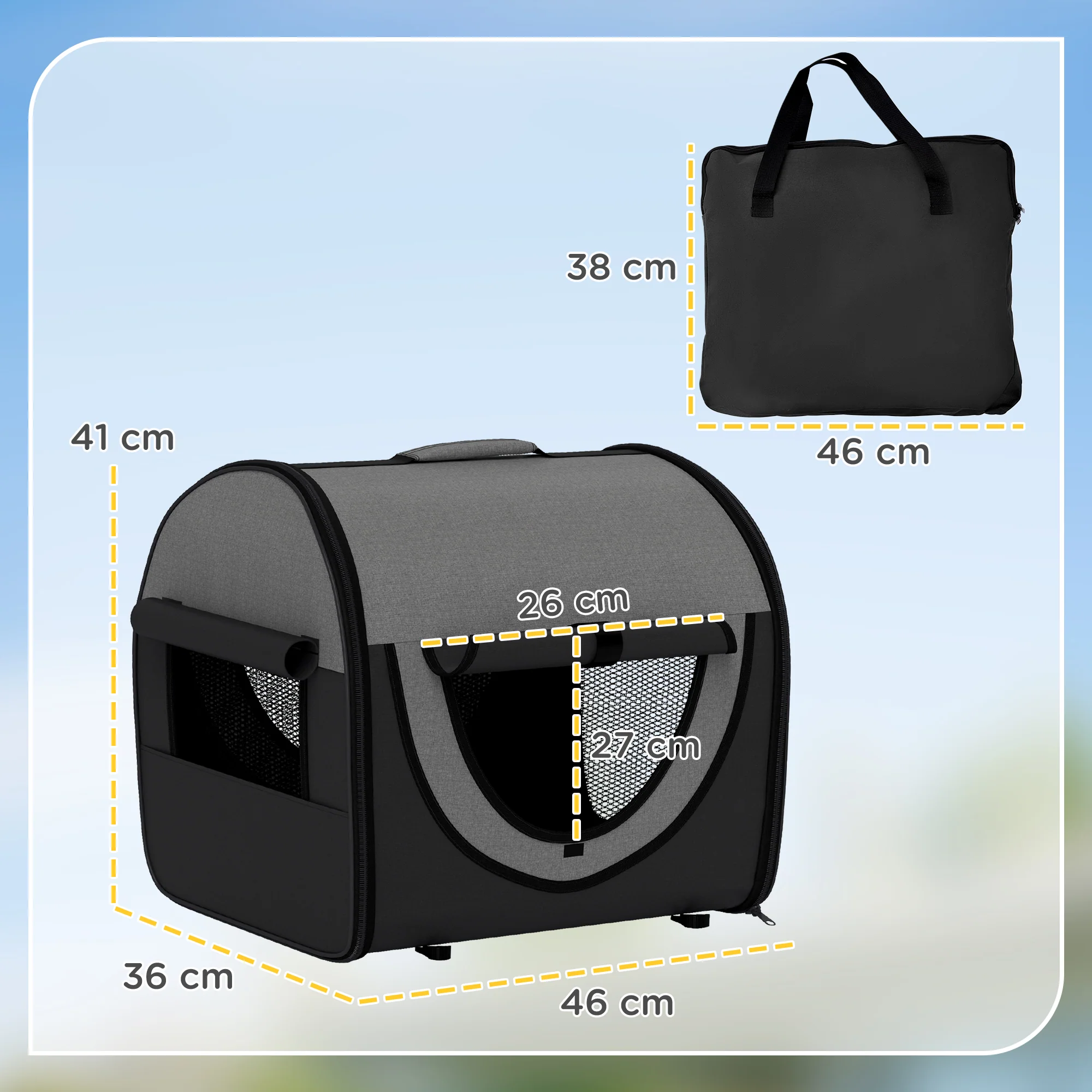 PawHut Folding Fabric Soft Pet Crate Dog Cat Travel Carrier Cage - Image 5