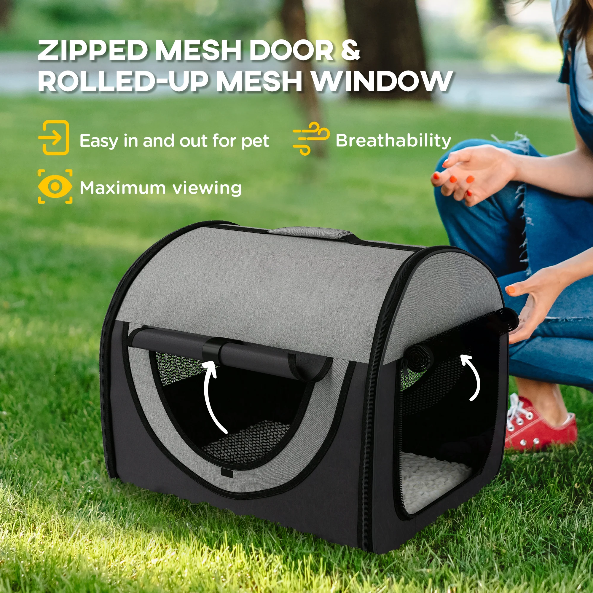 PawHut Folding Fabric Soft Pet Crate Dog Cat Travel Carrier Cage - Image 6