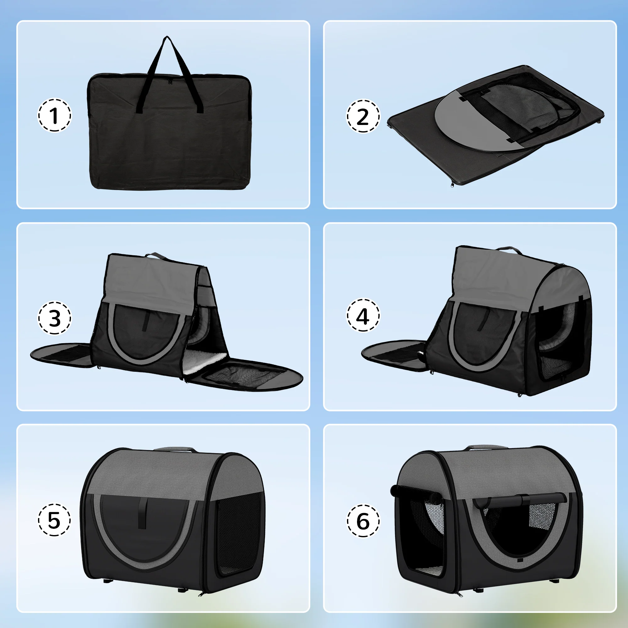 PawHut Folding Fabric Soft Pet Crate Dog Cat Travel Carrier Cage - Image 9