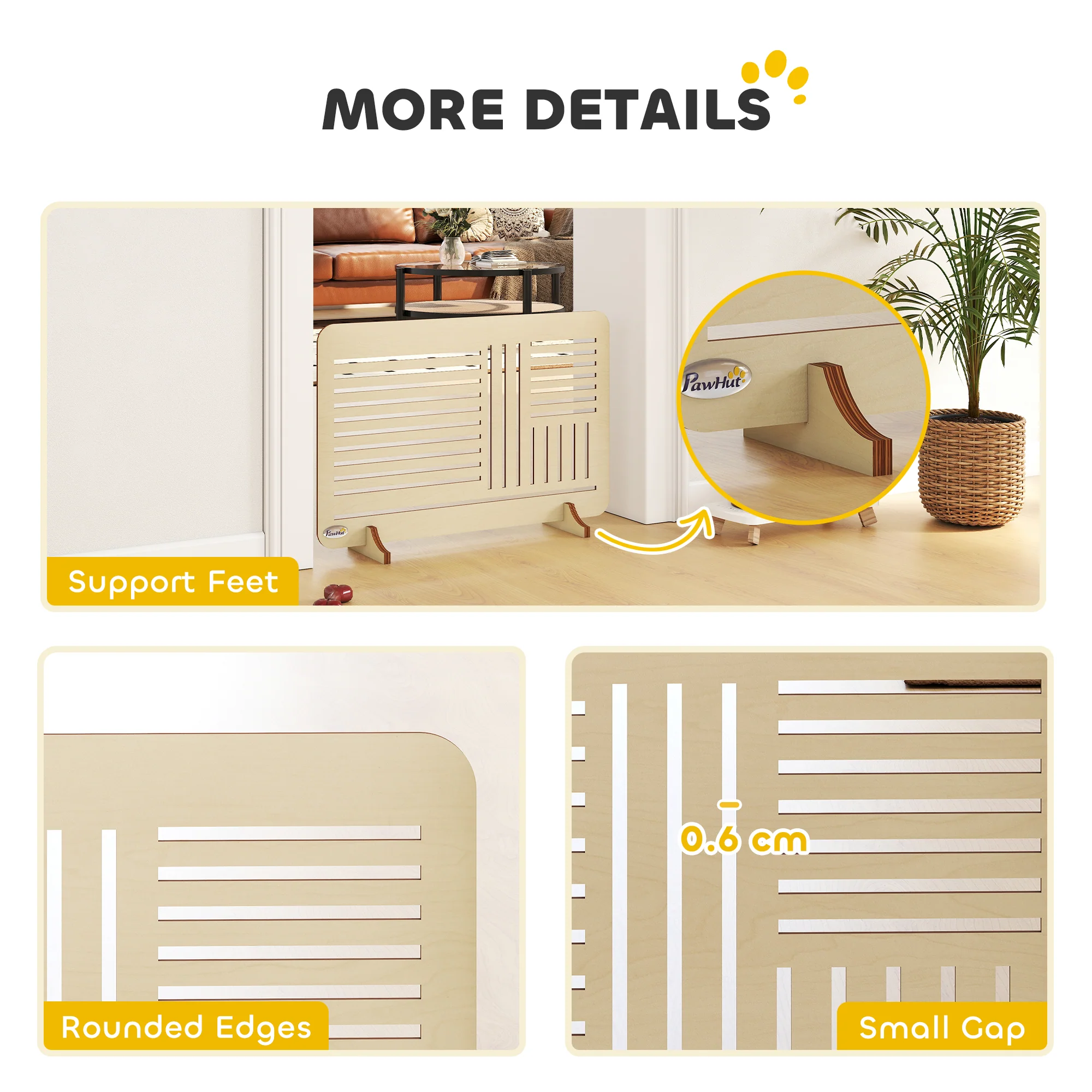 PawHut Freestanding Pet Gate for Small Dogs, 75 x 51 cm, Natural - Image 6
