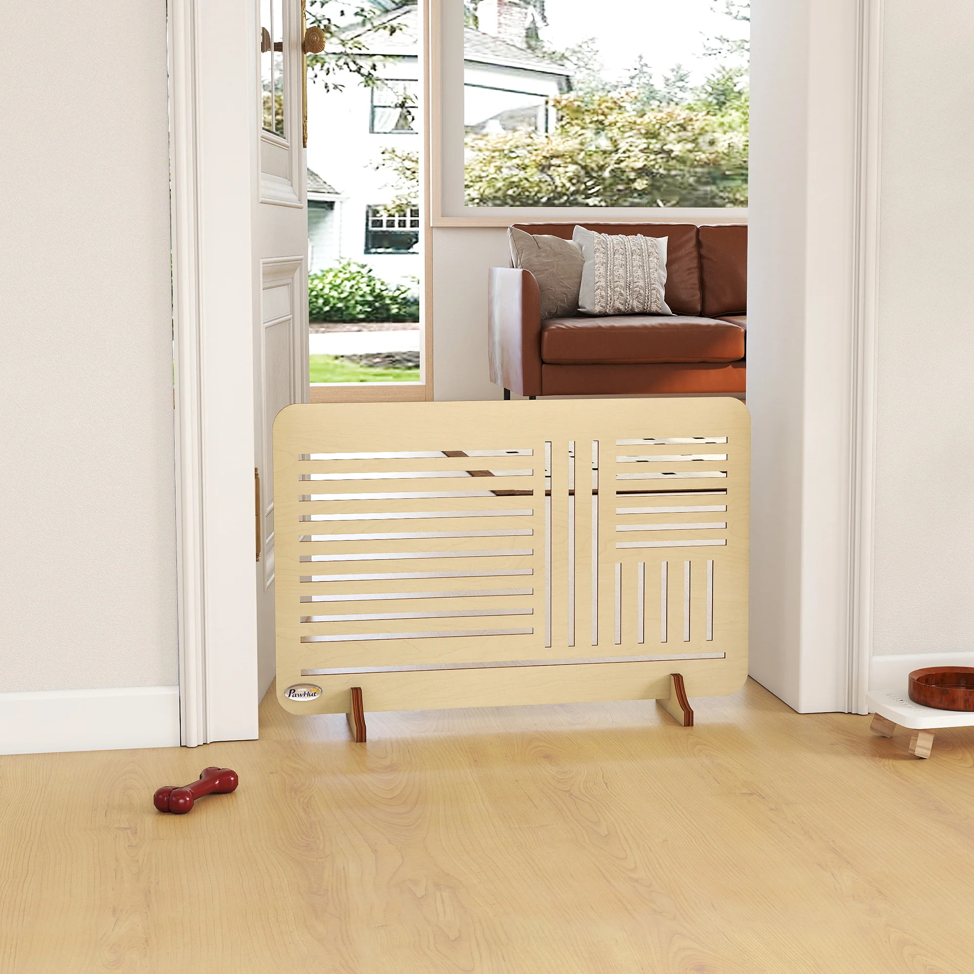 PawHut Freestanding Pet Gate for Small Dogs, 75 x 51 cm, Natural - Image 7