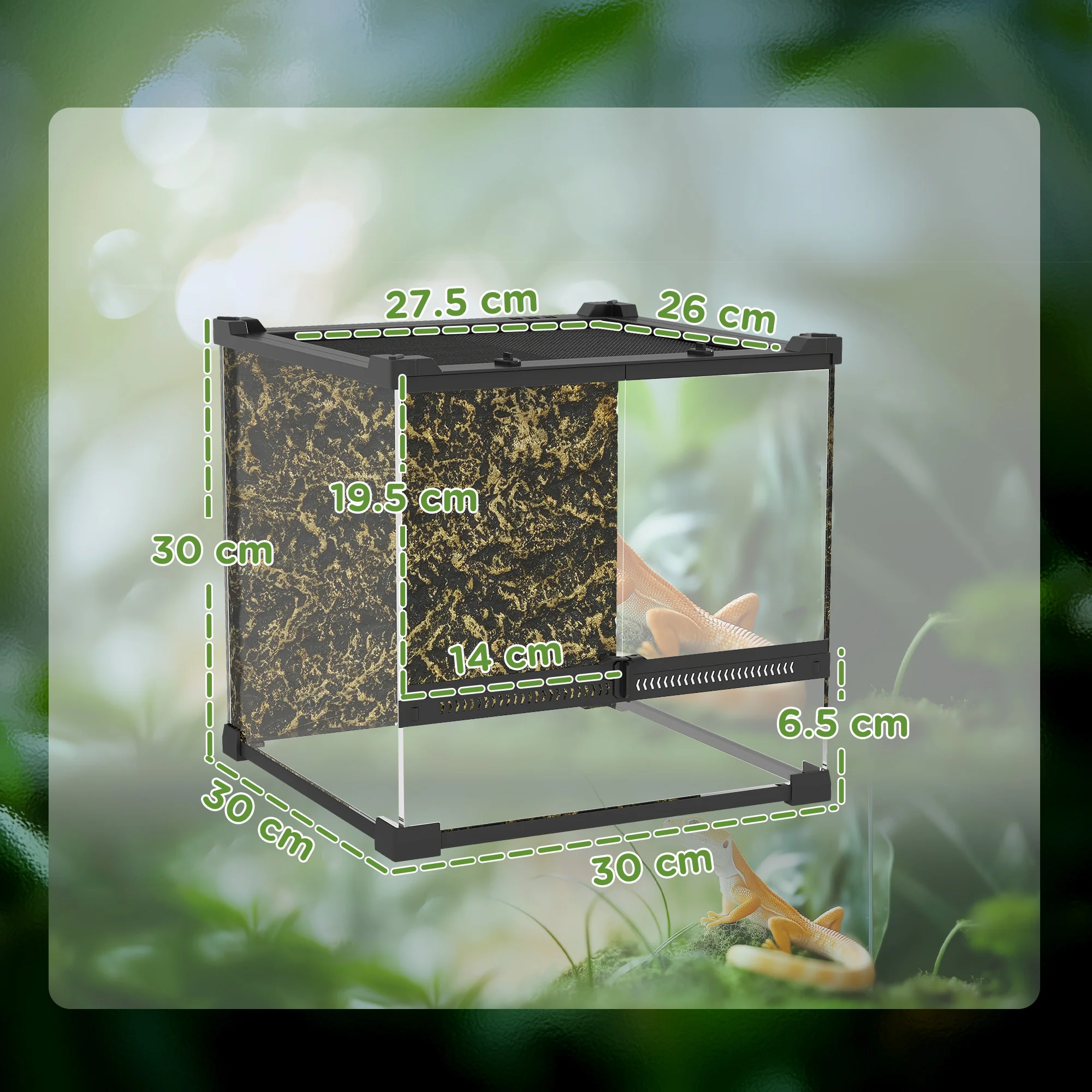 PawHut Glass Terrarium Reptile Vivarium With Stone Background - Image 14