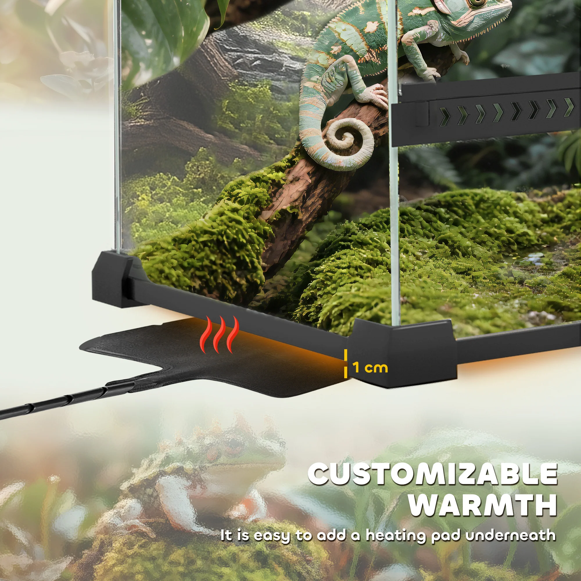 PawHut Glass Terrarium Reptile Vivarium With Stone Background - Image 26