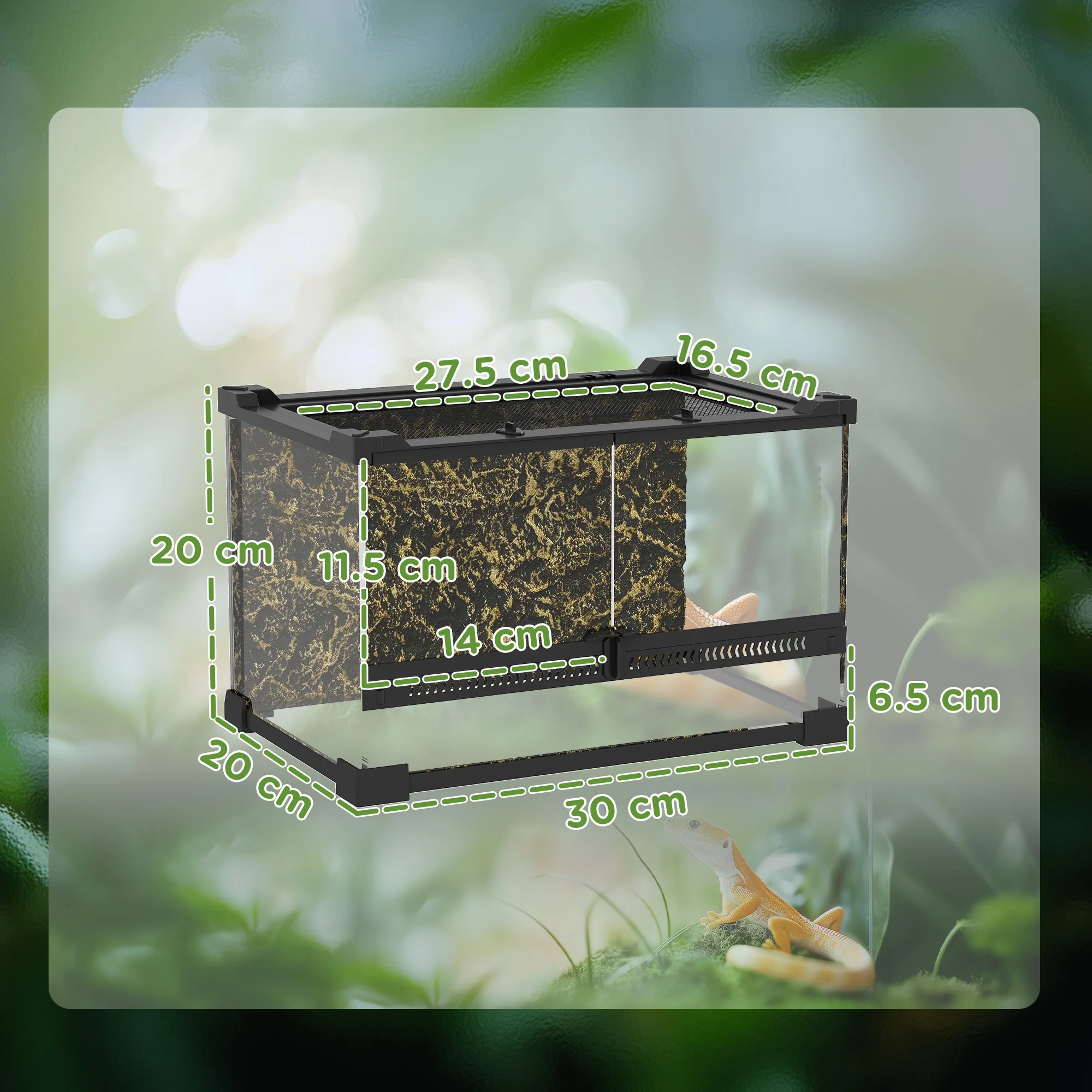 PawHut Glass Terrarium Reptile Vivarium With Stone Background - Image 5