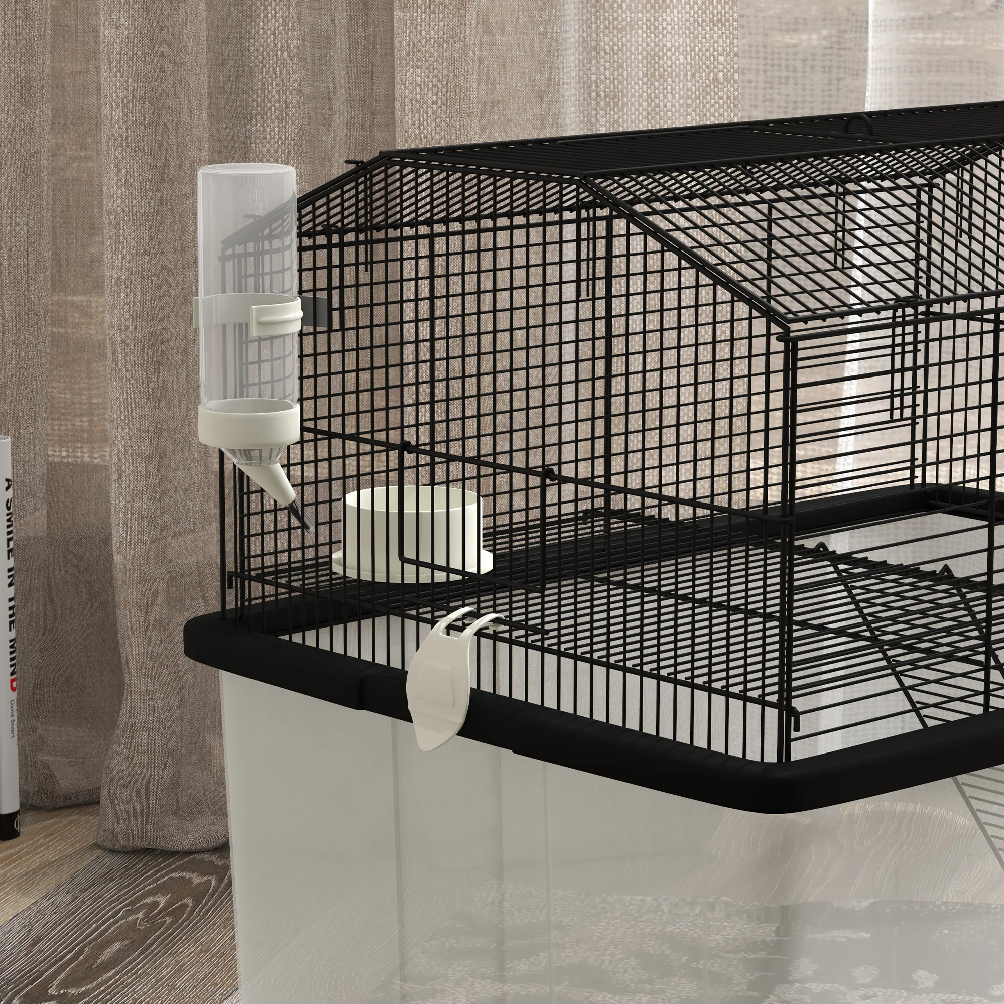 PawHut Hamster Cage, Two-Tier Gerbil Cage W/ Deep Bottom, Ramp, Food Dish - Image 9