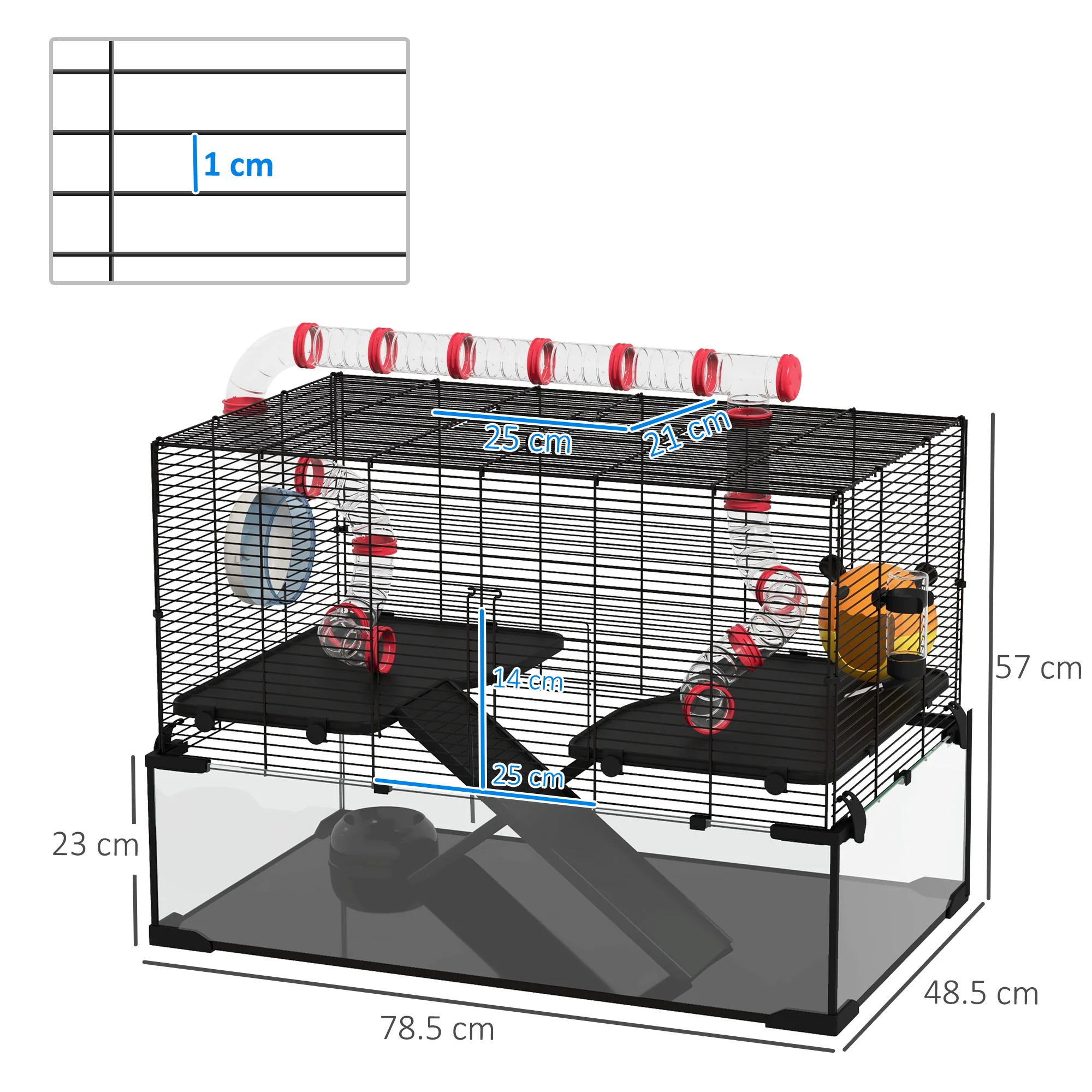 PawHut Hamster Cage W/ Tunnels, Tubes, Ramps, Platforms, Hut - Image 14