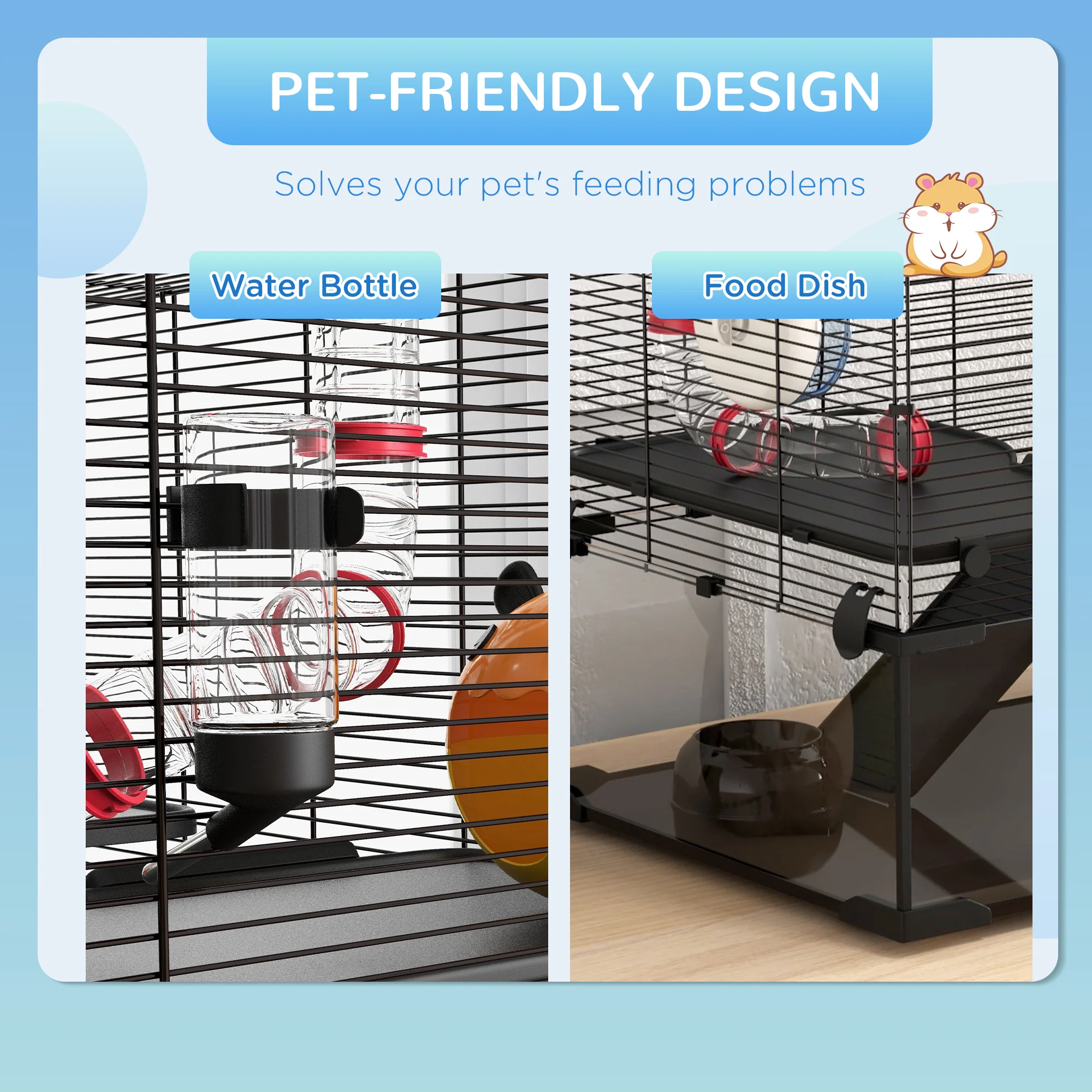 PawHut Hamster Cage W/ Tunnels, Tubes, Ramps, Platforms, Hut - Image 16