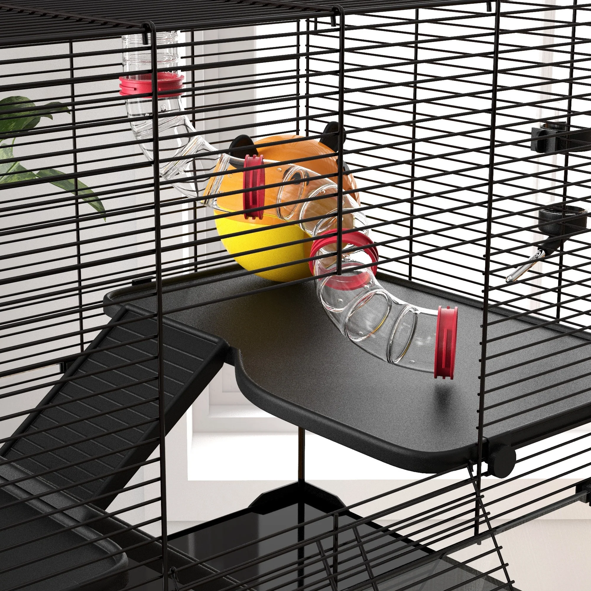 PawHut Hamster Cage W/ Tunnels, Tubes, Ramps, Platforms, Hut - Image 18