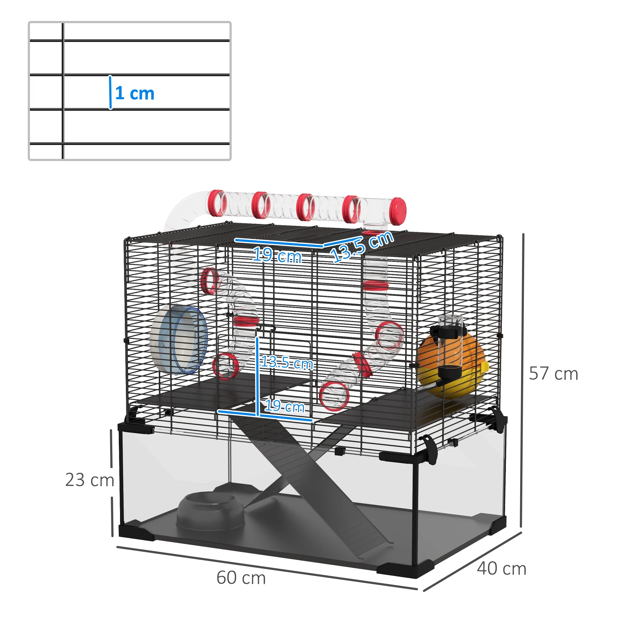 PawHut Hamster Cage W/ Tunnels, Tubes, Ramps, Platforms, Hut - Image 5