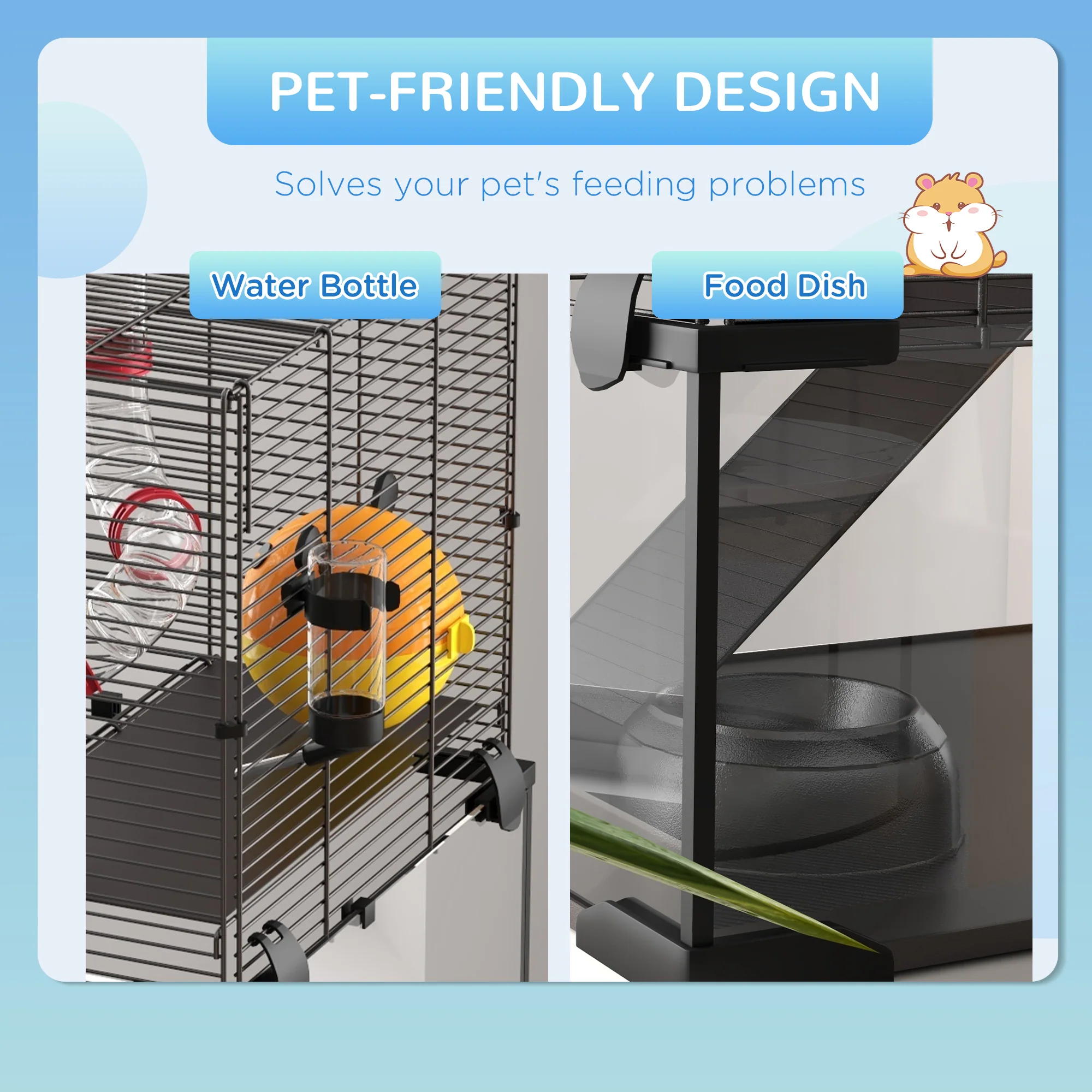 PawHut Hamster Cage W/ Tunnels, Tubes, Ramps, Platforms, Hut - Image 7