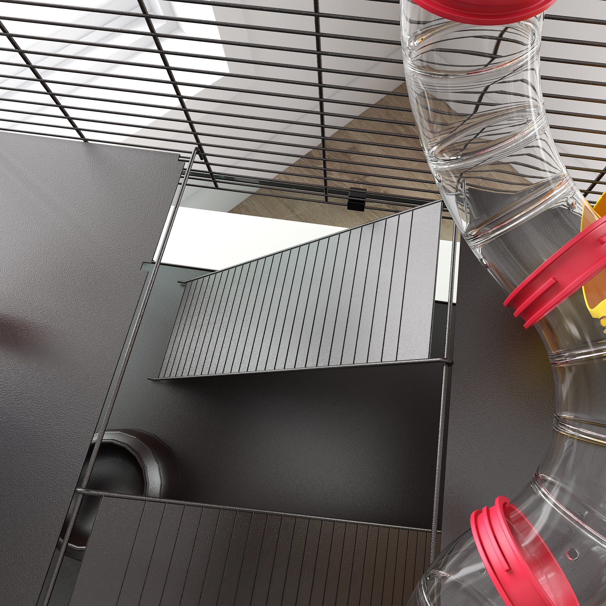 PawHut Hamster Cage W/ Tunnels, Tubes, Ramps, Platforms, Hut - Image 9