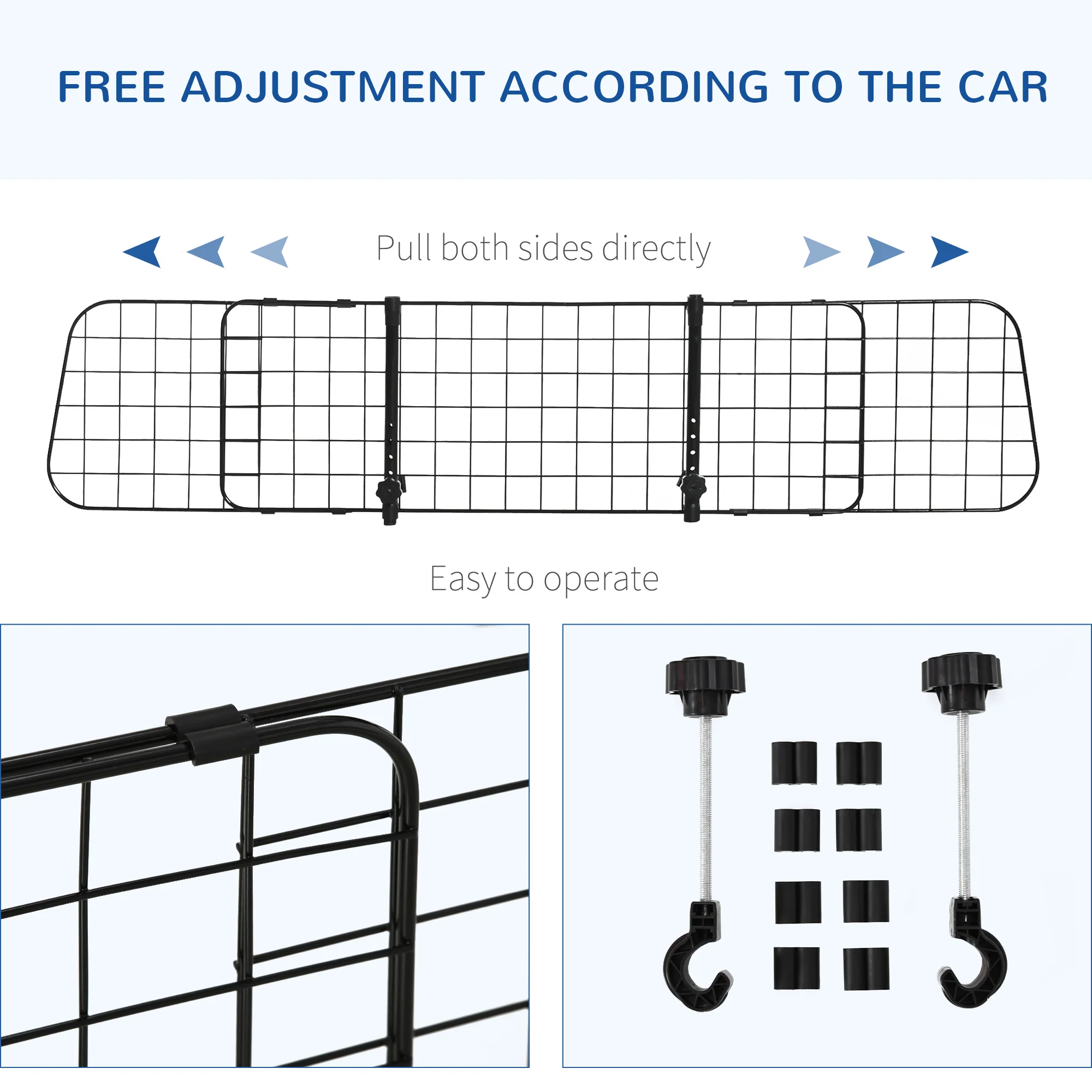 PawHut Heavy Duty Pet Dog Car Barrier Adjustable Ventilated Mesh Wire Guard - Image 3