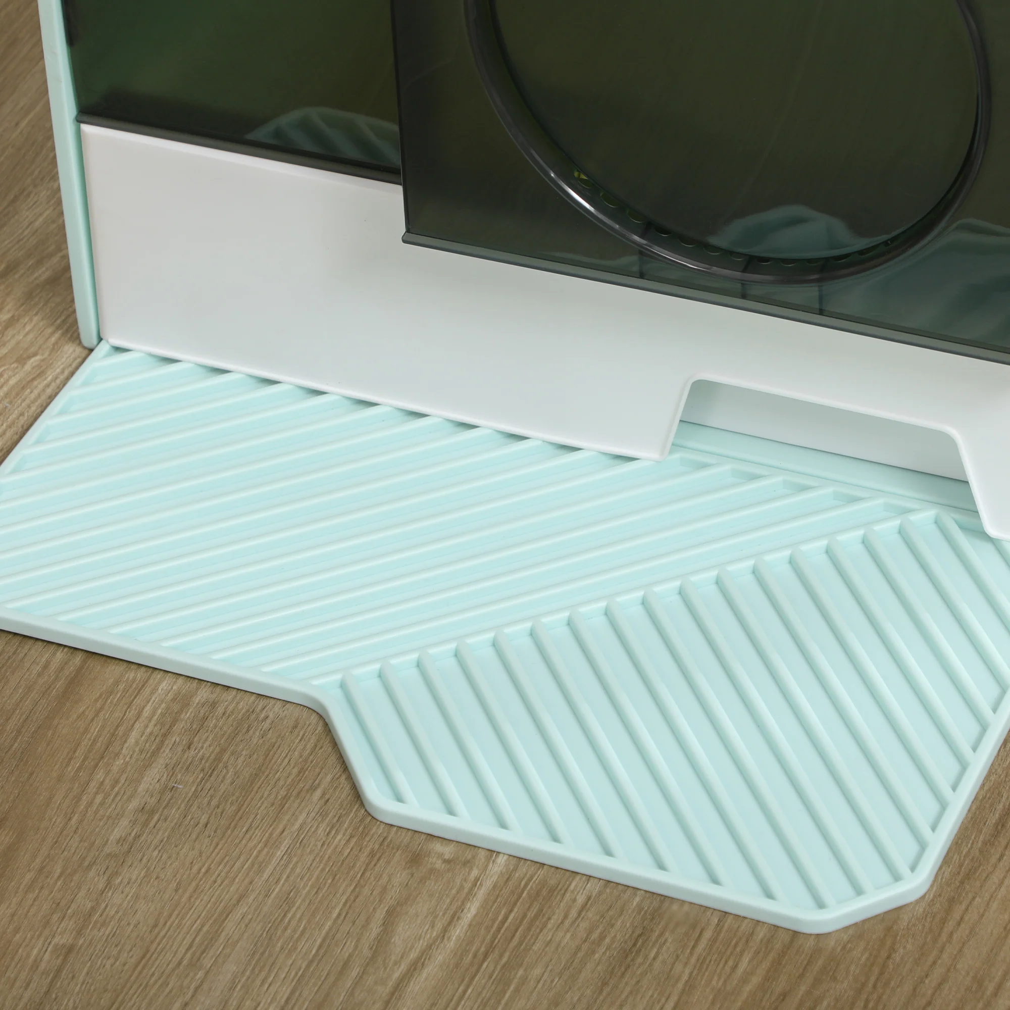 PawHut Hooded Cat Litter Tray W/ Scoop, Drawer Pan Handle Deodorants Light Blue - Image 9