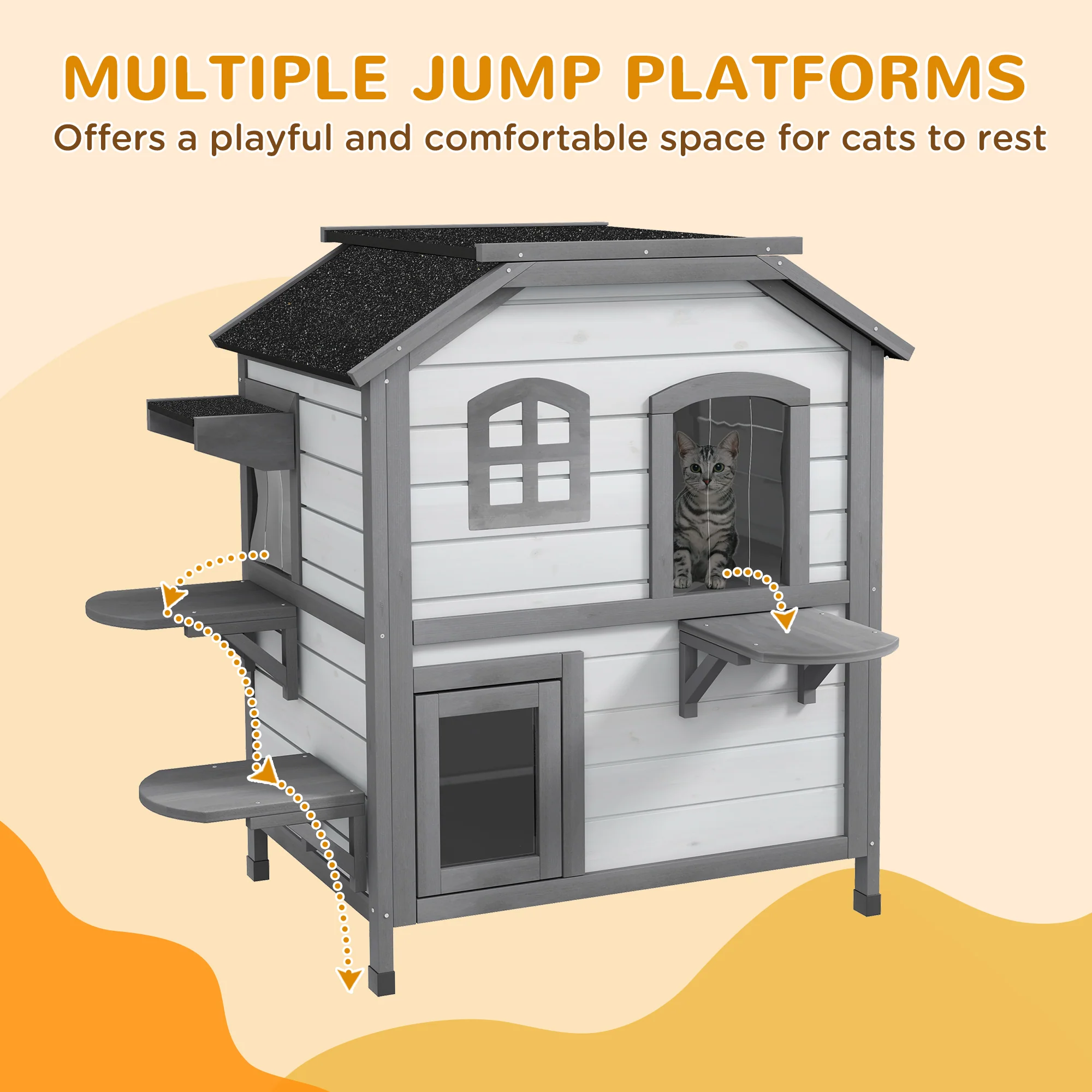 PawHut Kitten Condo With Openable Roof, Catio Enclosure Furniture, White - Image 7