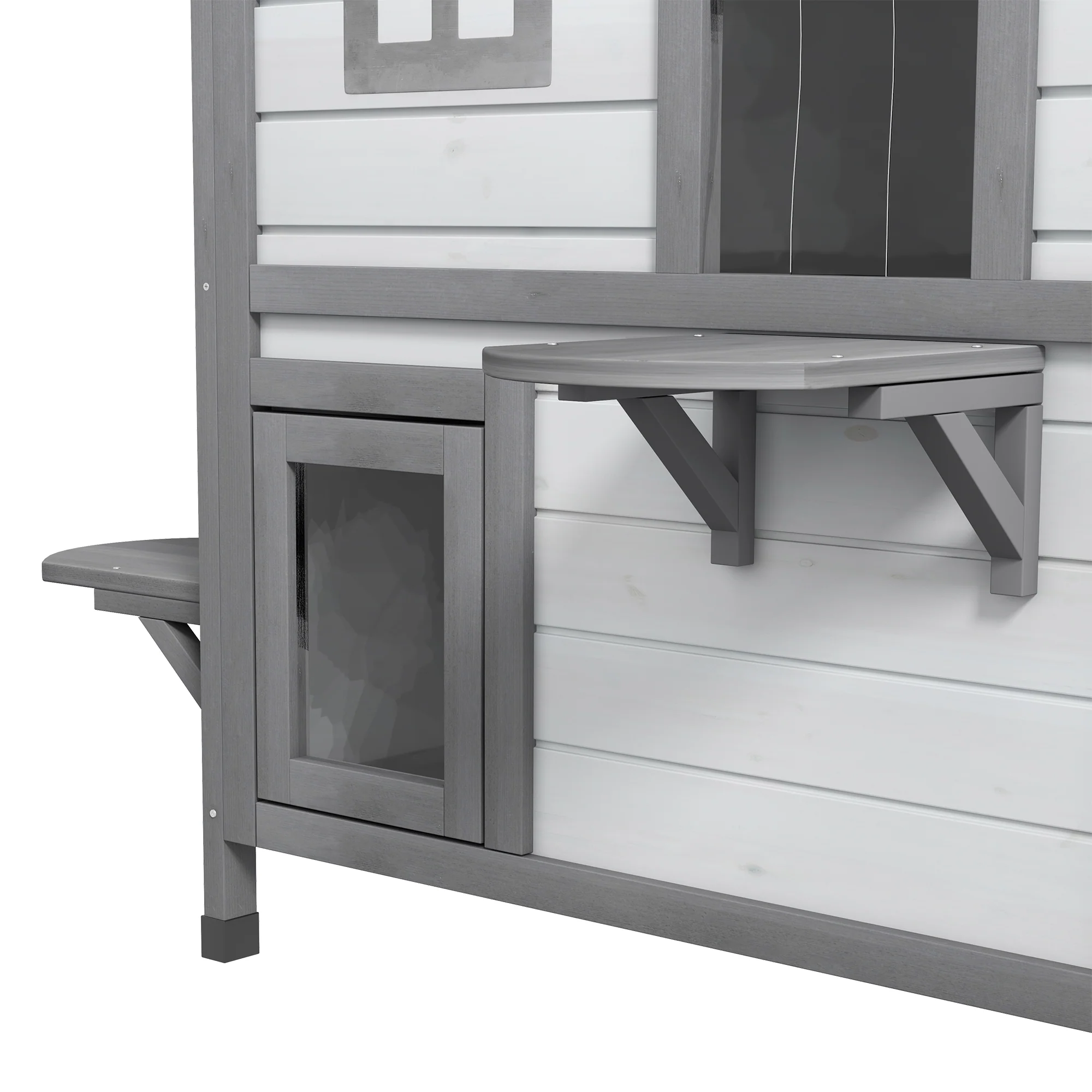 PawHut Kitten Condo With Openable Roof, Catio Enclosure Furniture, White - Image 8