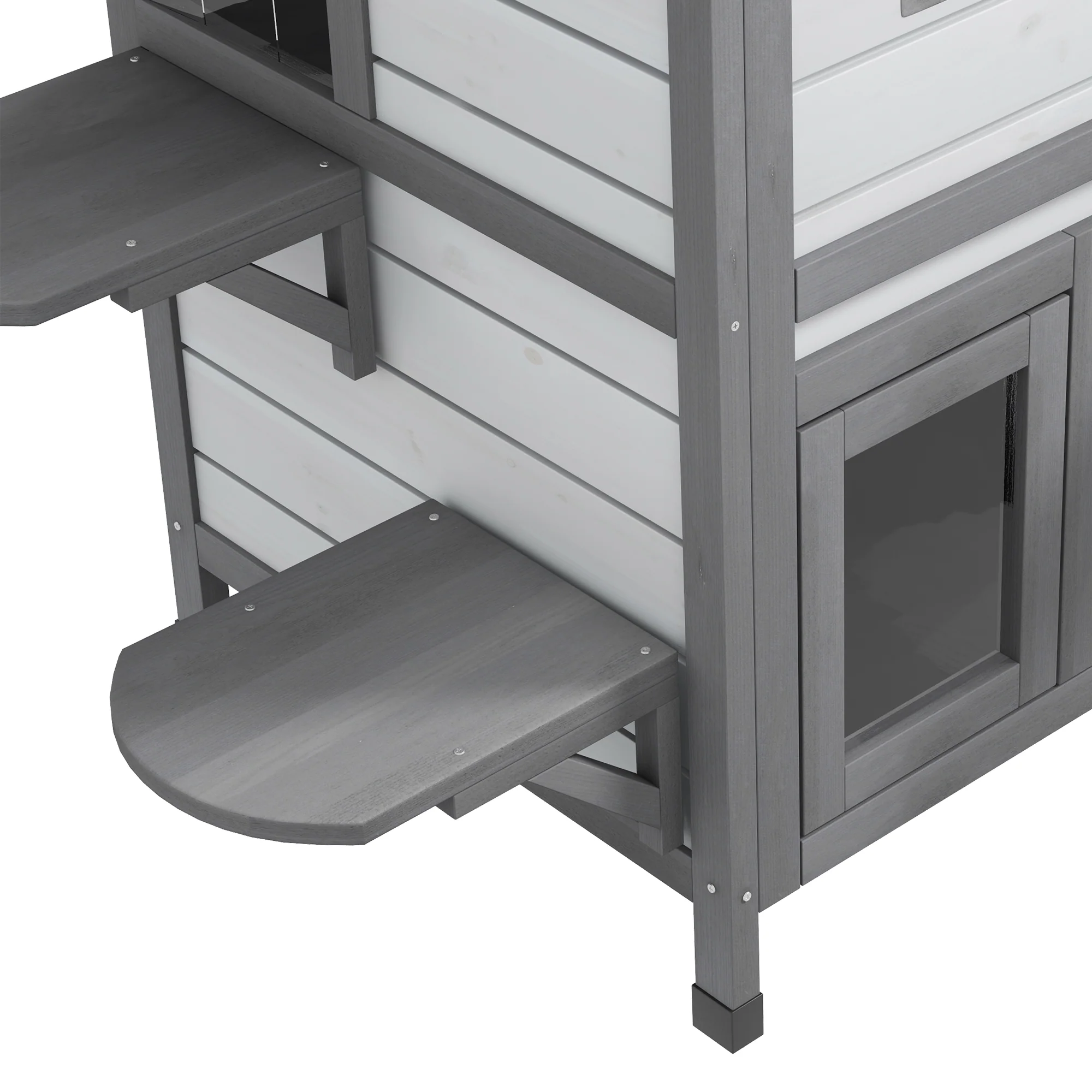 PawHut Kitten Condo With Openable Roof, Catio Enclosure Furniture, White - Image 9