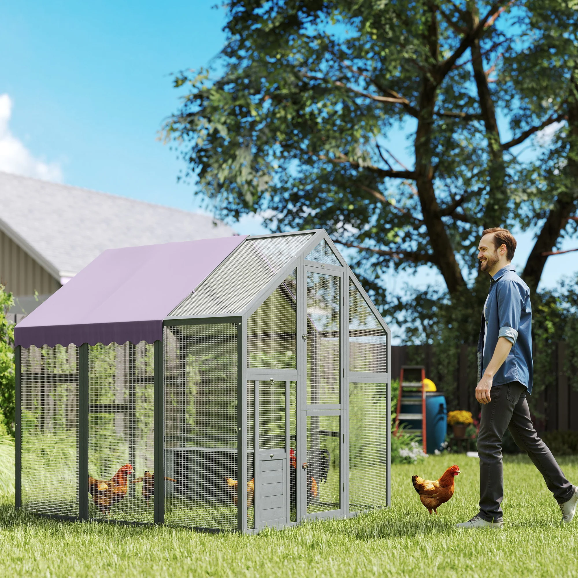 PawHut Large Walk In Chicken Run For 6-8 Poultries, 1.7 X 1.8 X 1.8 M - Image 2