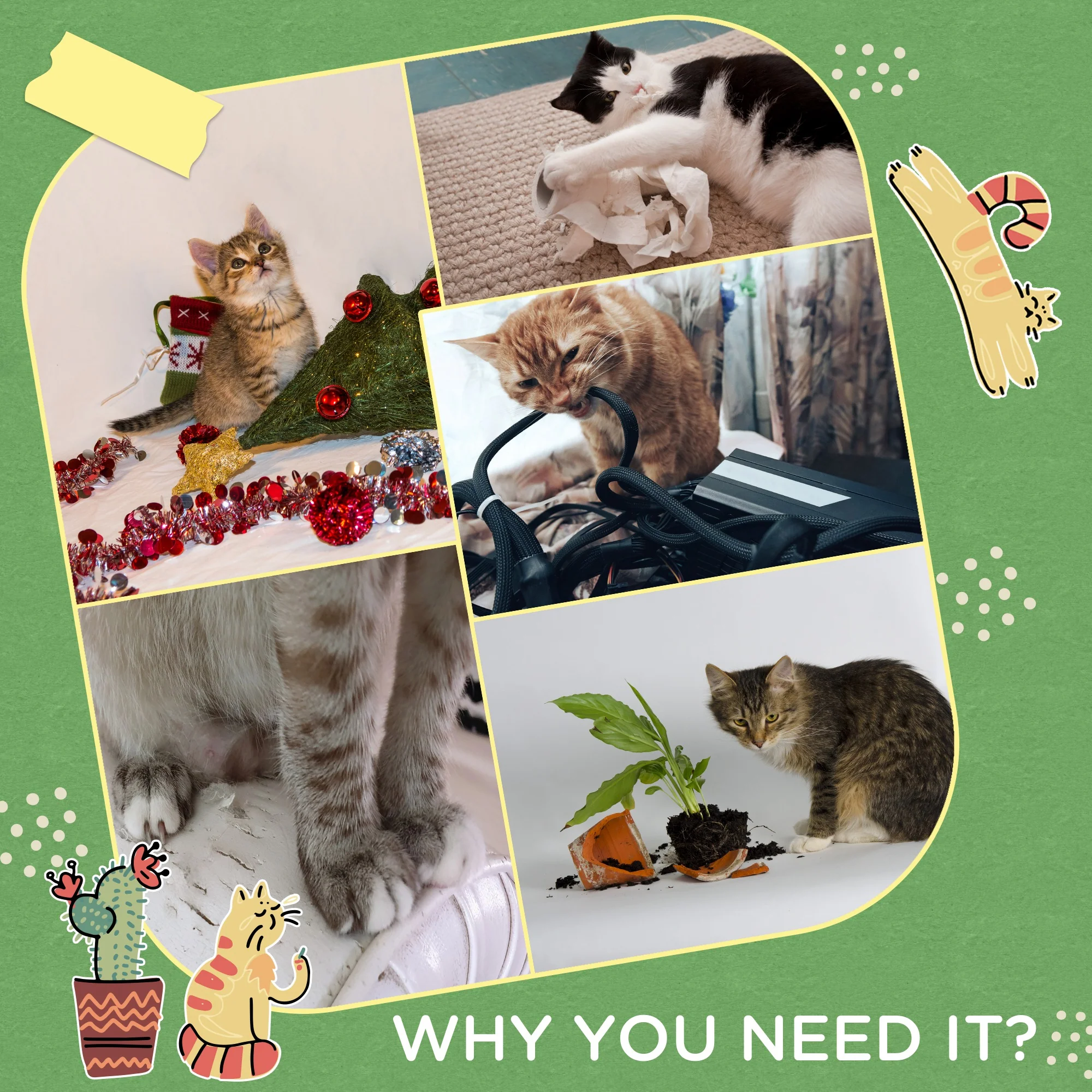 PawHut Mushroom-Shaped Cat-Scratching Post for Indoor Cats with Toy Balls - Image 7