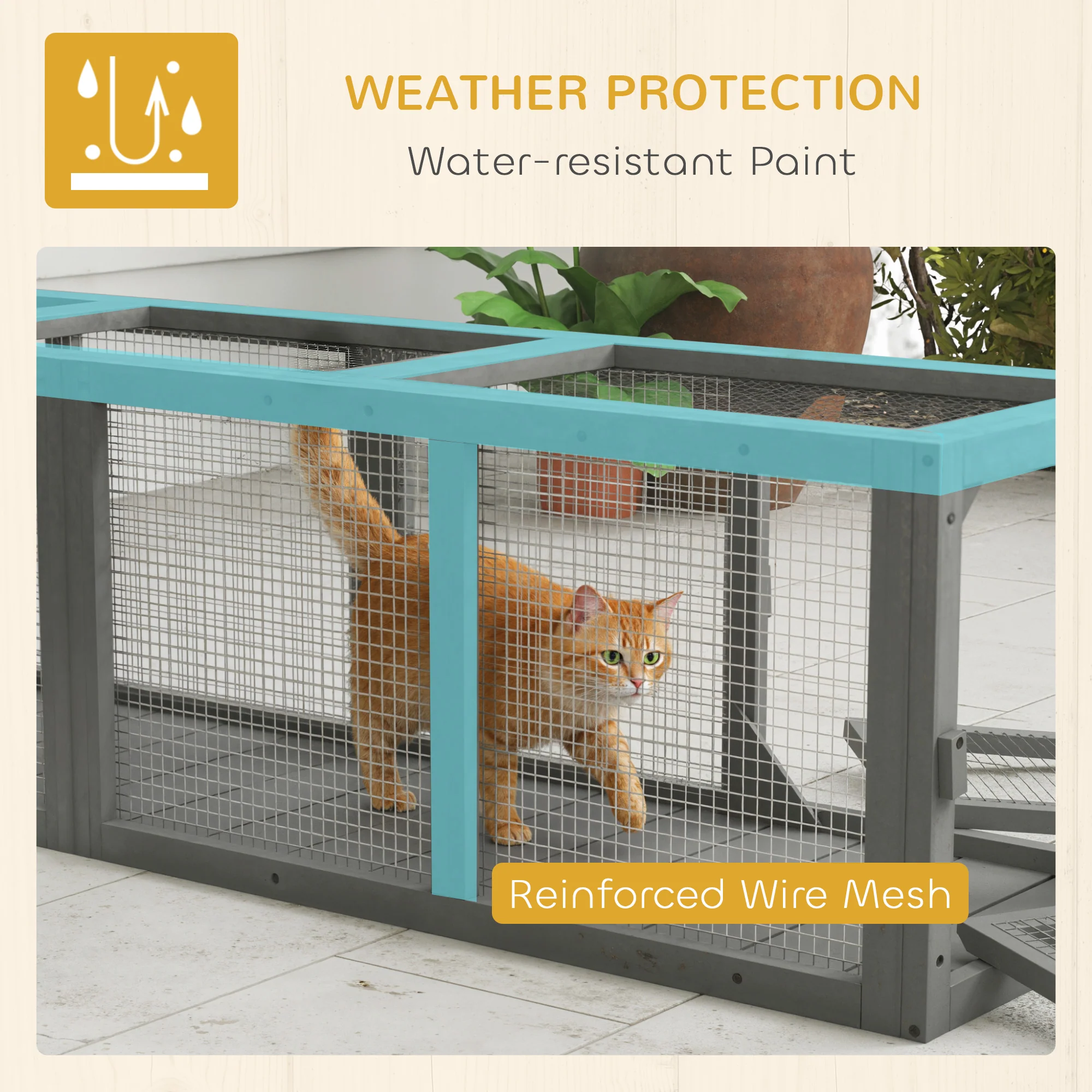 PawHut Outdoor Cat Tunnel, Wooden Extendable Pet Run, For Kitty, Puppy, Grey - Image 4