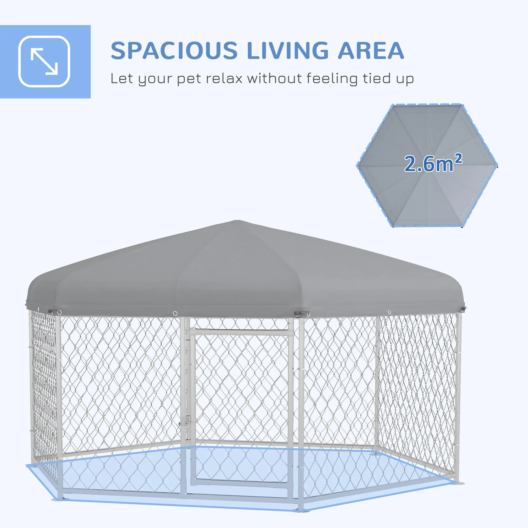 PawHut Outdoor Dog Kennel w/ Water-Resistant UV-Resistant Roof 2.1 x 1.85 x 1.5m - Image 4