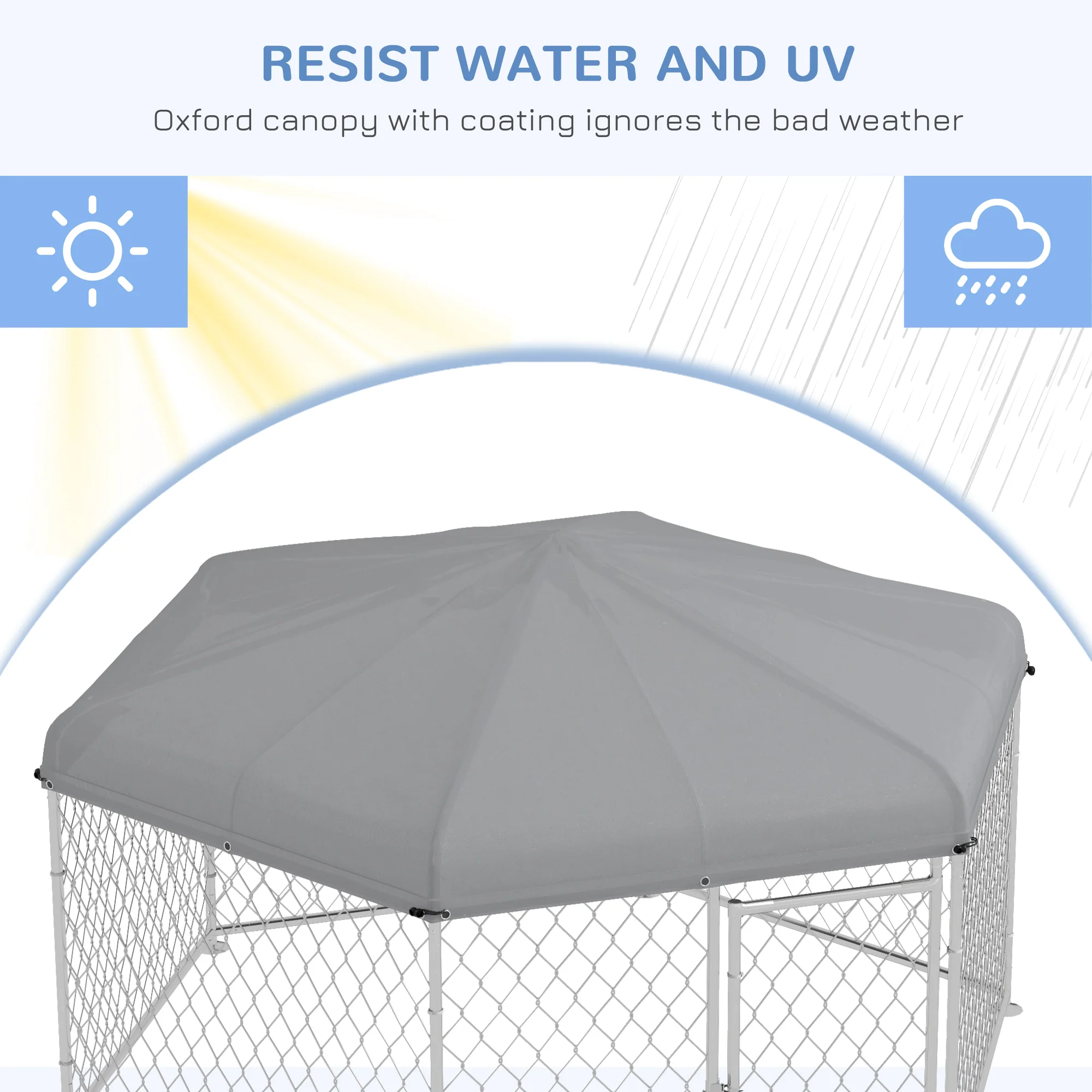 PawHut Outdoor Dog Kennel w/ Water-Resistant UV-Resistant Roof 2.1 x 1.85 x 1.5m - Image 6