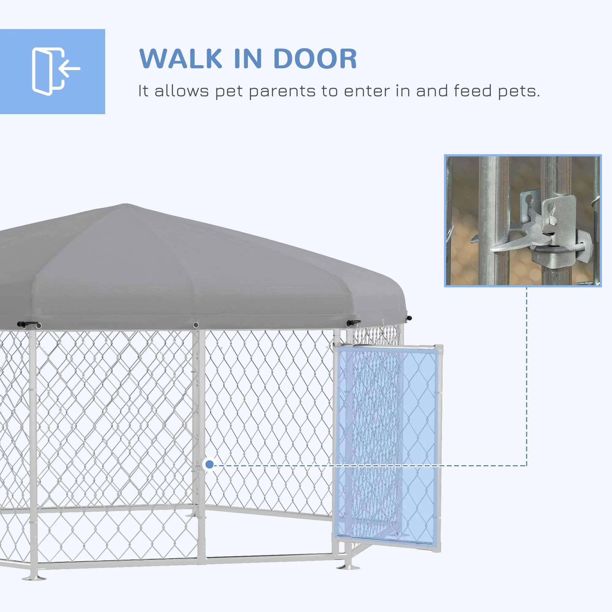 PawHut Outdoor Dog Kennel w/ Water-Resistant UV-Resistant Roof 2.1 x 1.85 x 1.5m - Image 7