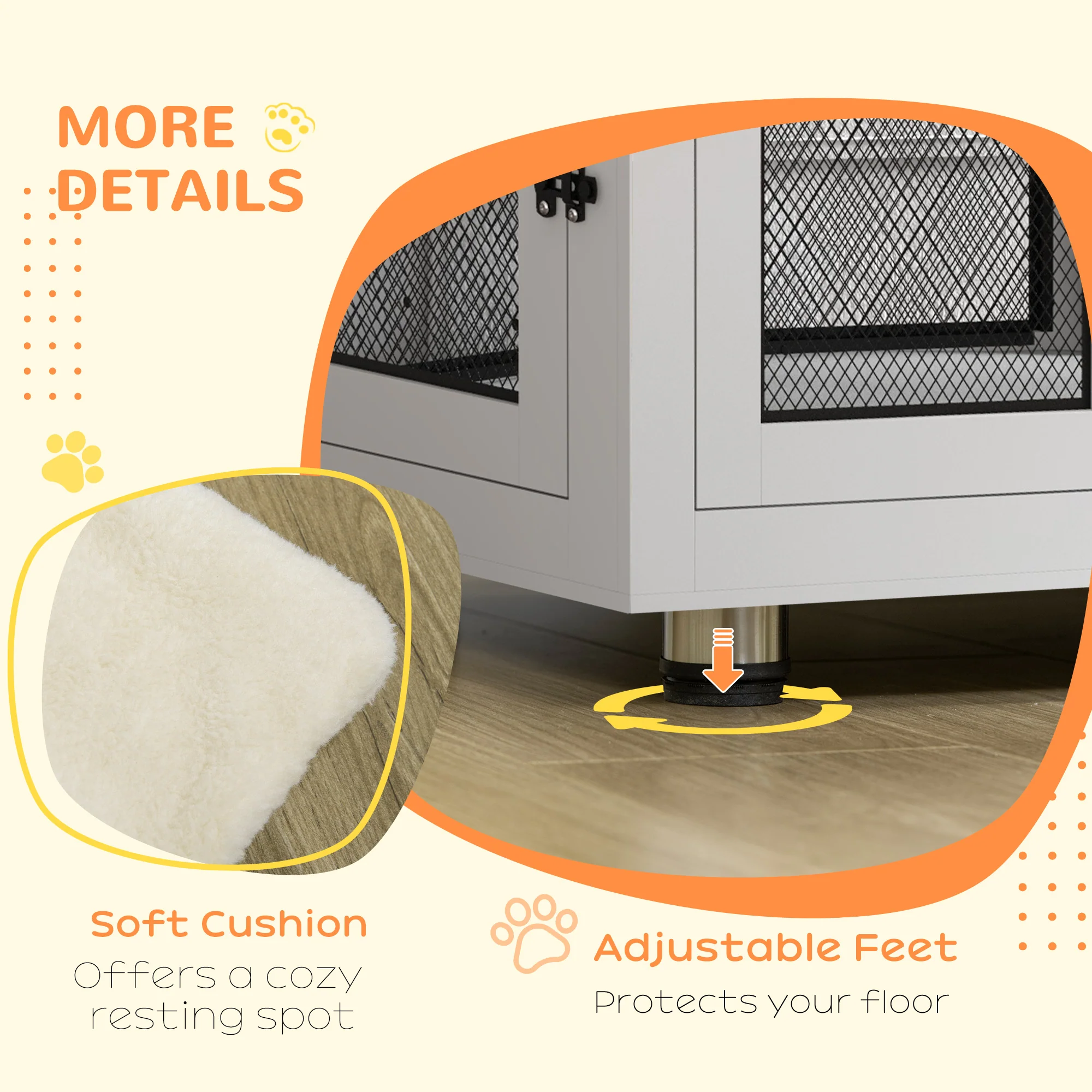 PawHut Pet Crate End Table w/ Soft Washable Cushion for Lage Medium Small Dogs - Image 6