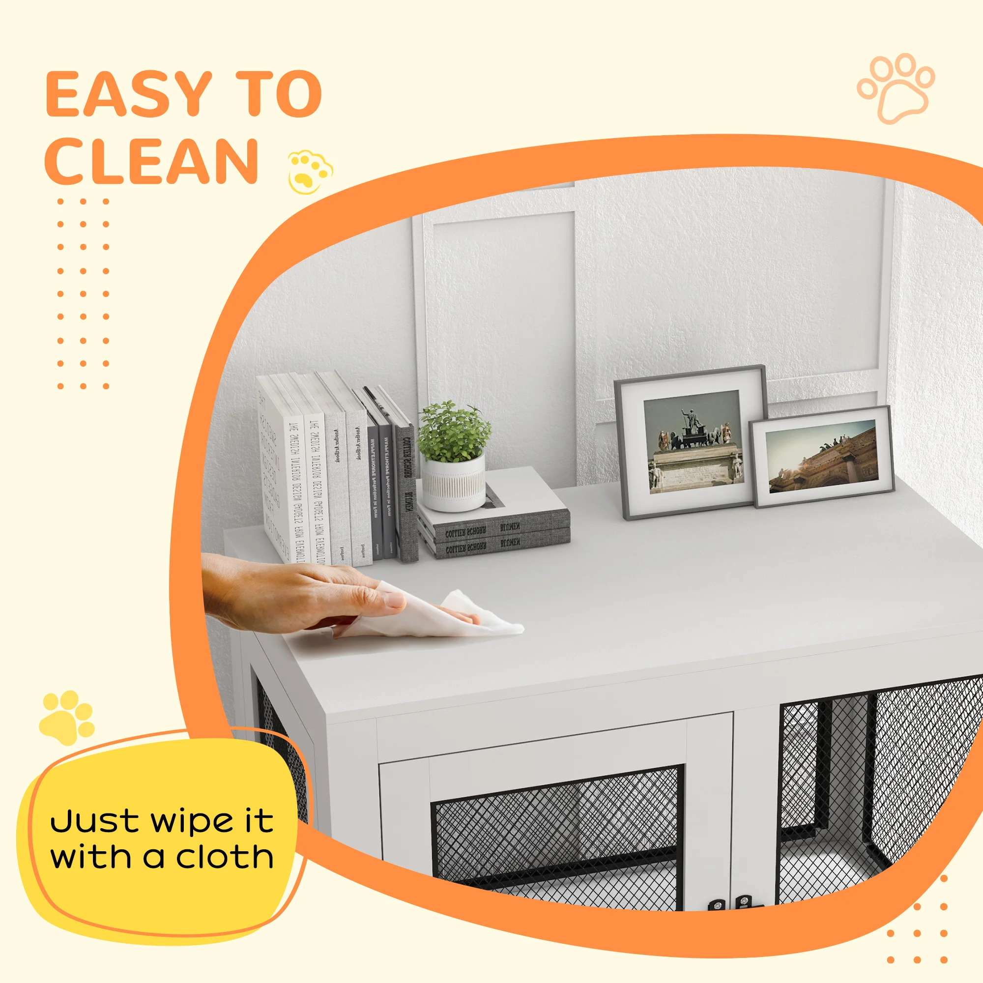 PawHut Pet Crate End Table w/ Soft Washable Cushion for Lage Medium Small Dogs - Image 7