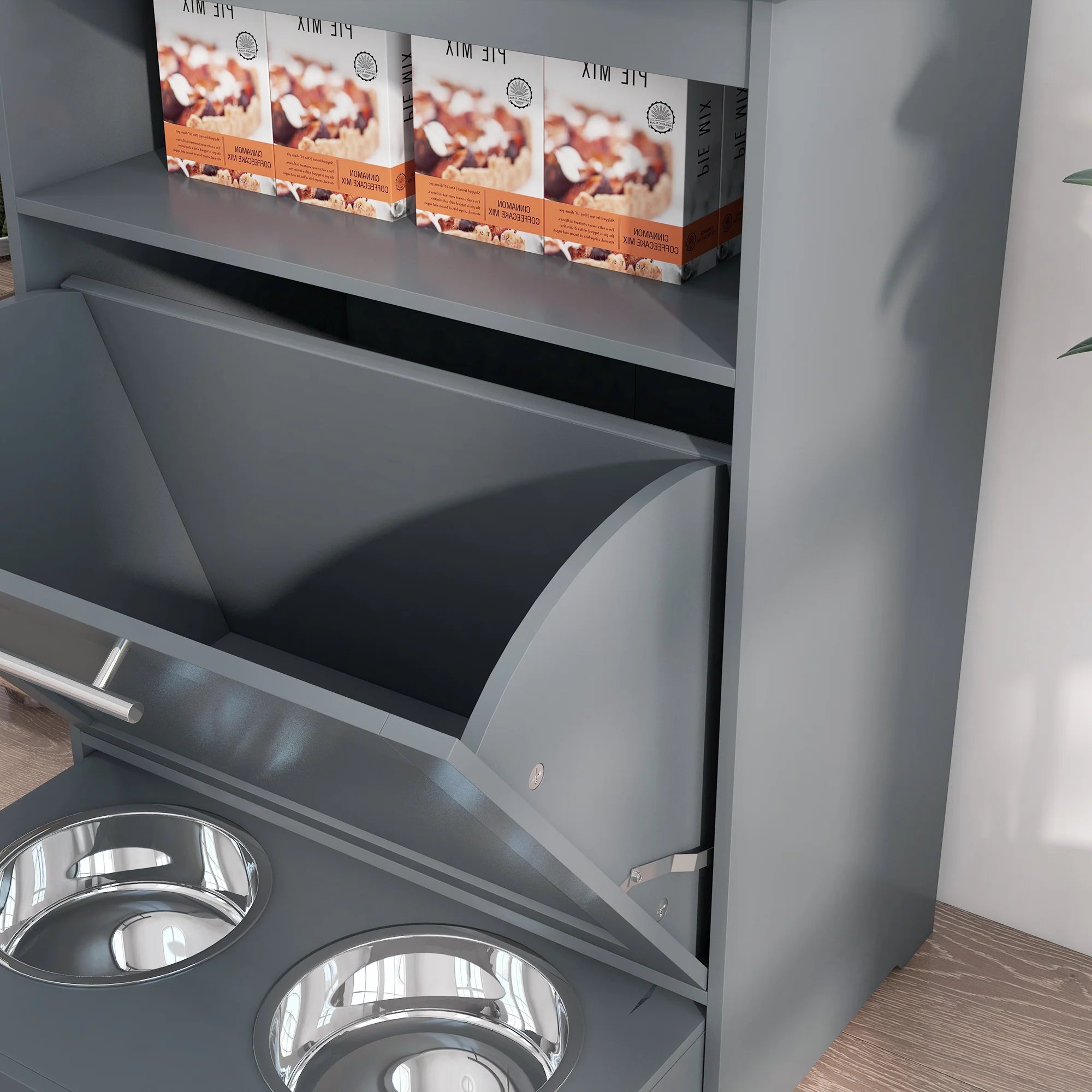 PawHut Pet Feeder Station Dog And Cat Food Storage Feeding Station Food Cabinet - Image 8