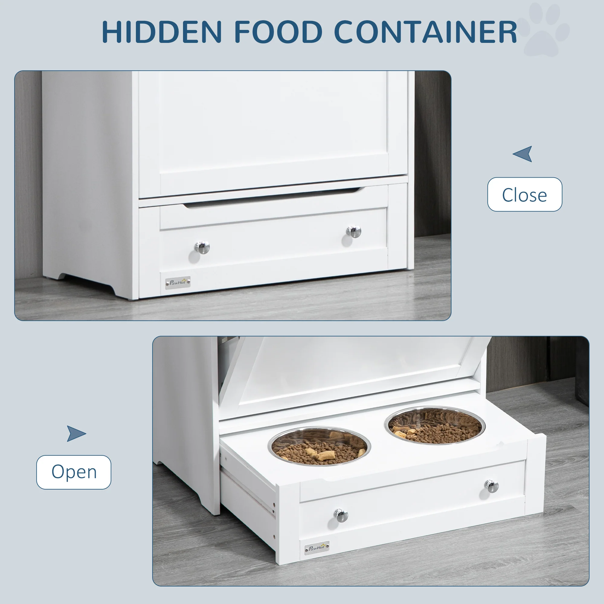 PawHut Pet Feeder Station Dog And Cat Food Storage Feeding Station Food Cabinet - Image 6