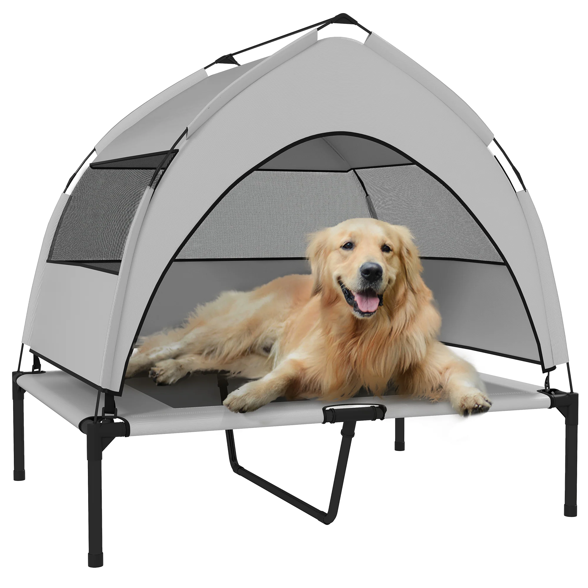 PawHut Portable Elevated Dog Bed With Removable Canopy - Image 10
