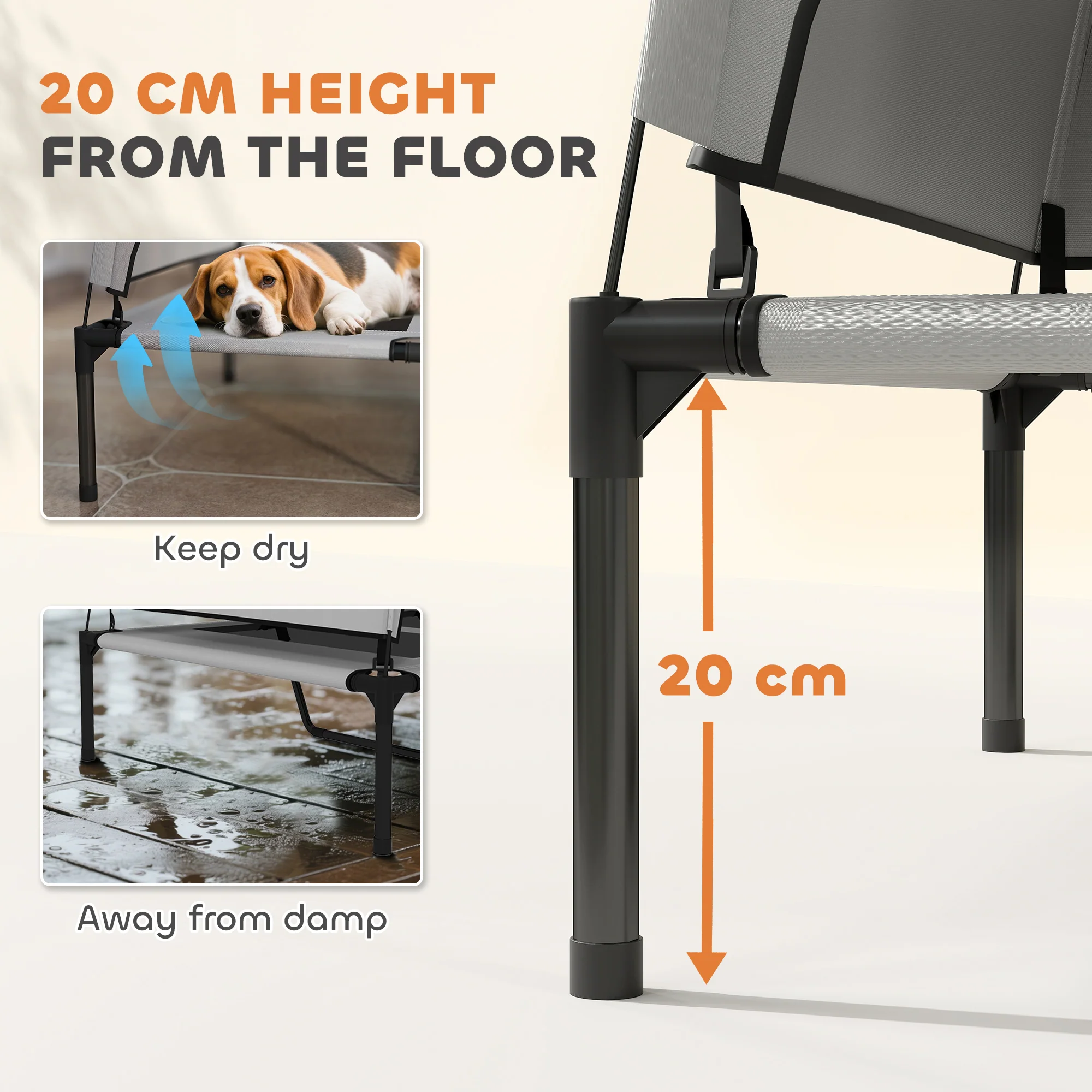 PawHut Portable Elevated Dog Bed With Removable Canopy - Image 13