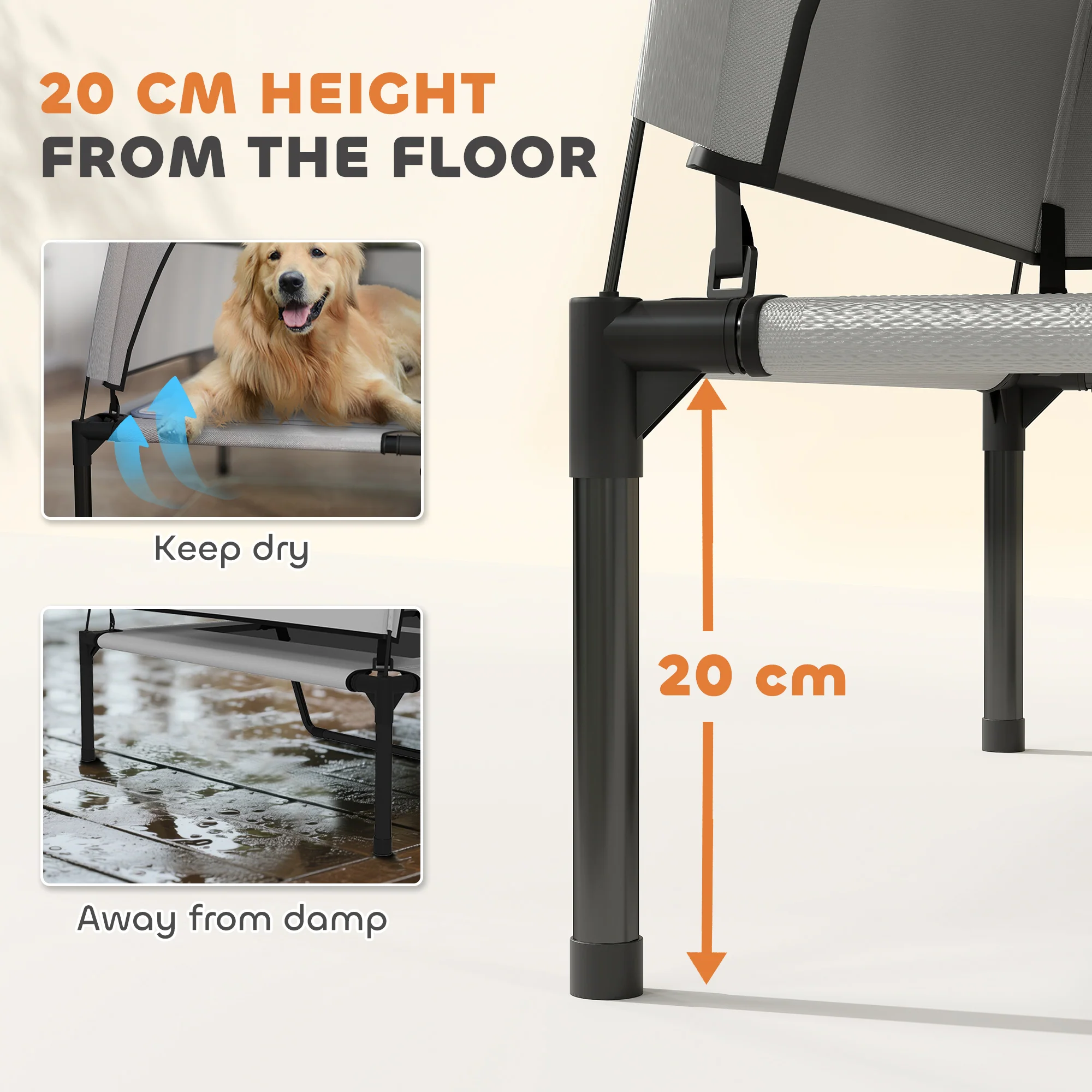 PawHut Portable Elevated Dog Bed With Removable Canopy - Image 22