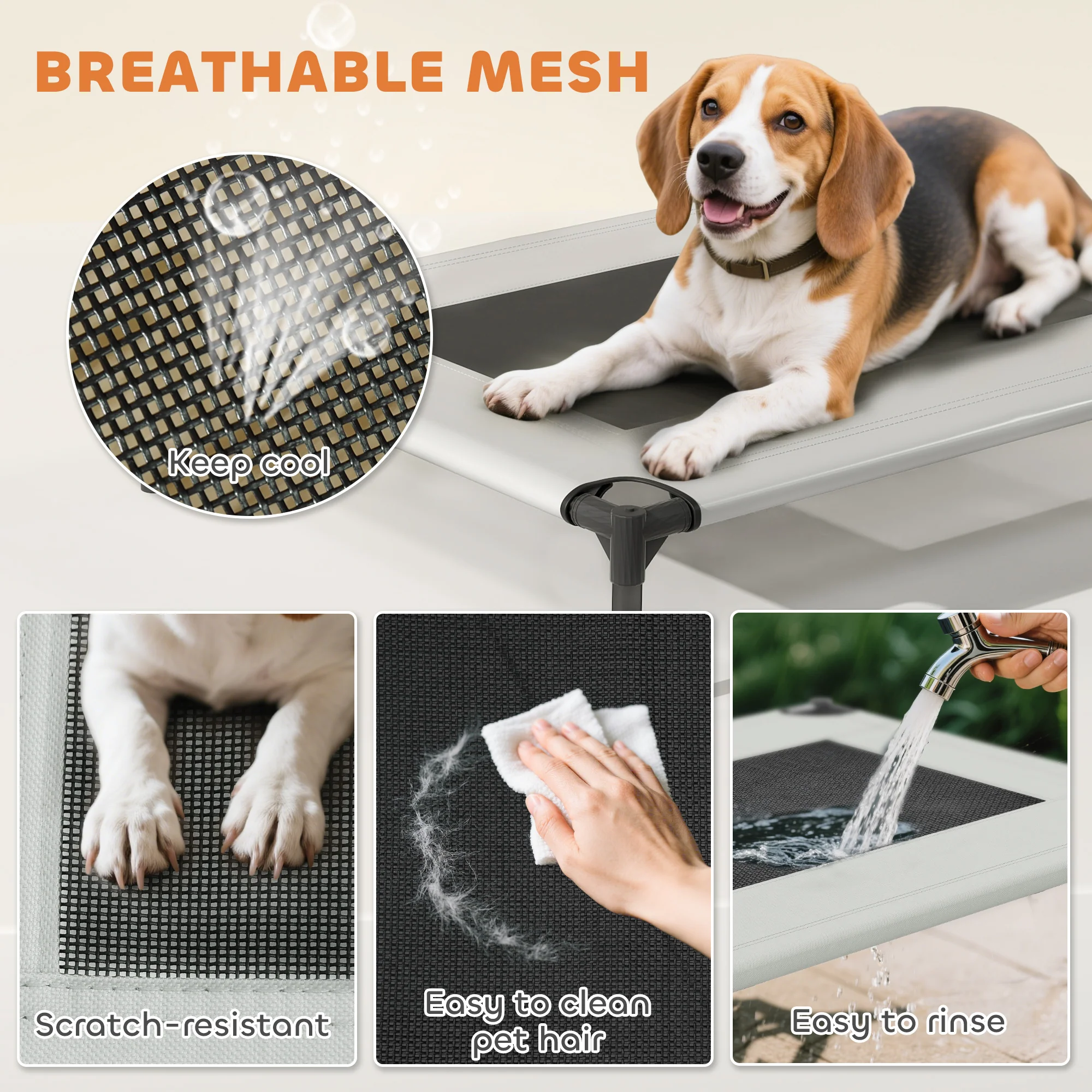 PawHut Portable Elevated Dog Bed With Removable Canopy - Image 6