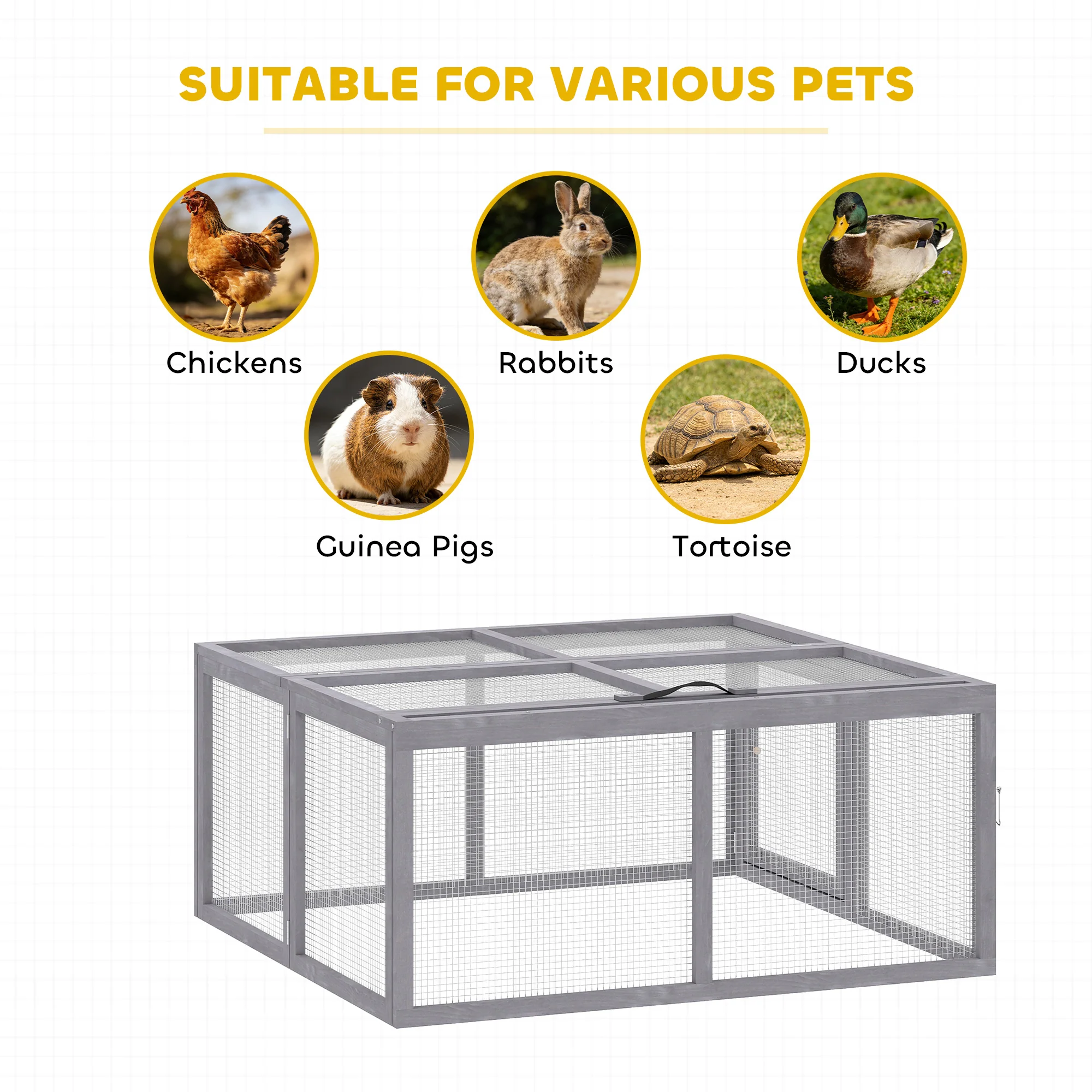 PawHut Rabbit Hutch Outdoor, Foldable & Portable, Rabbit Cage W/ Open Top - Image 8
