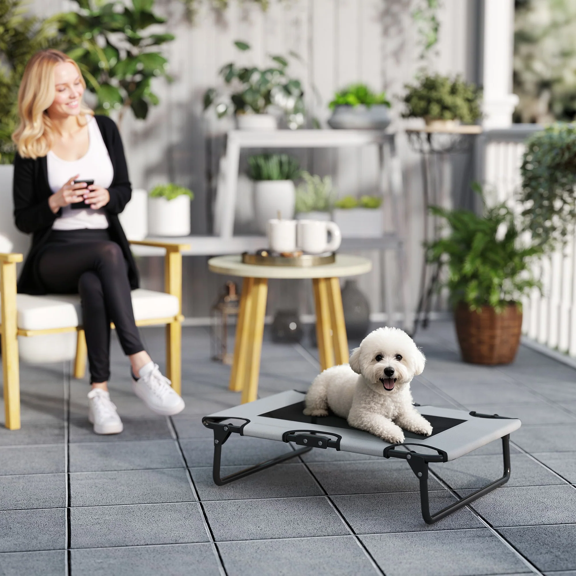 PawHut Raised Dog Bed With Breathable Mesh For Dogs - Image 2